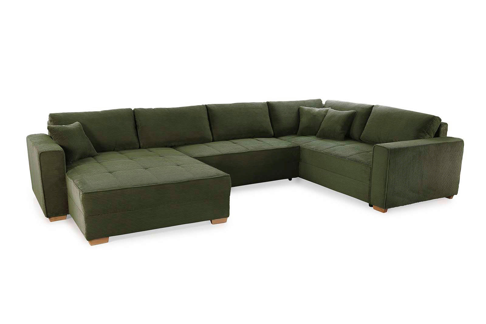 Wohnlandschaft grün Microfaser B/H/T: ca. 379x86x227 cm Brixen_Wohnlandschaft - Eiche/grün (379,00/86,00/227,00cm)