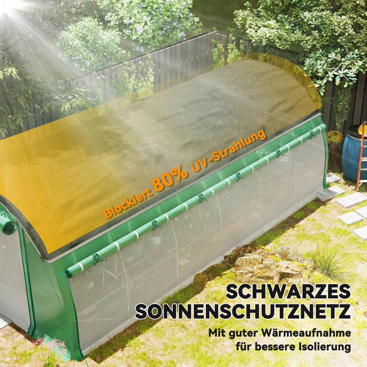 Outsunny Folientunnel B/H/L: ca. 300x198x600 cm Folientunnel - grün (600,00/300,00/198,00cm) - Outsunny
