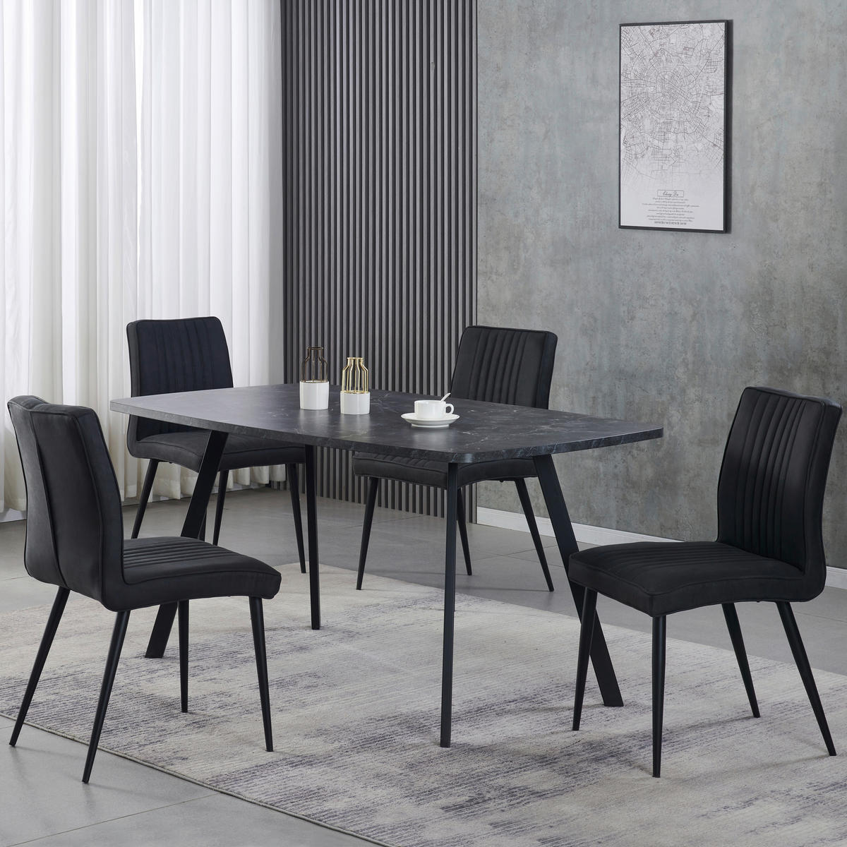 Stuhl Mona anthrazit schwarz Microfaser Metall Mona - schwarz/anthrazit