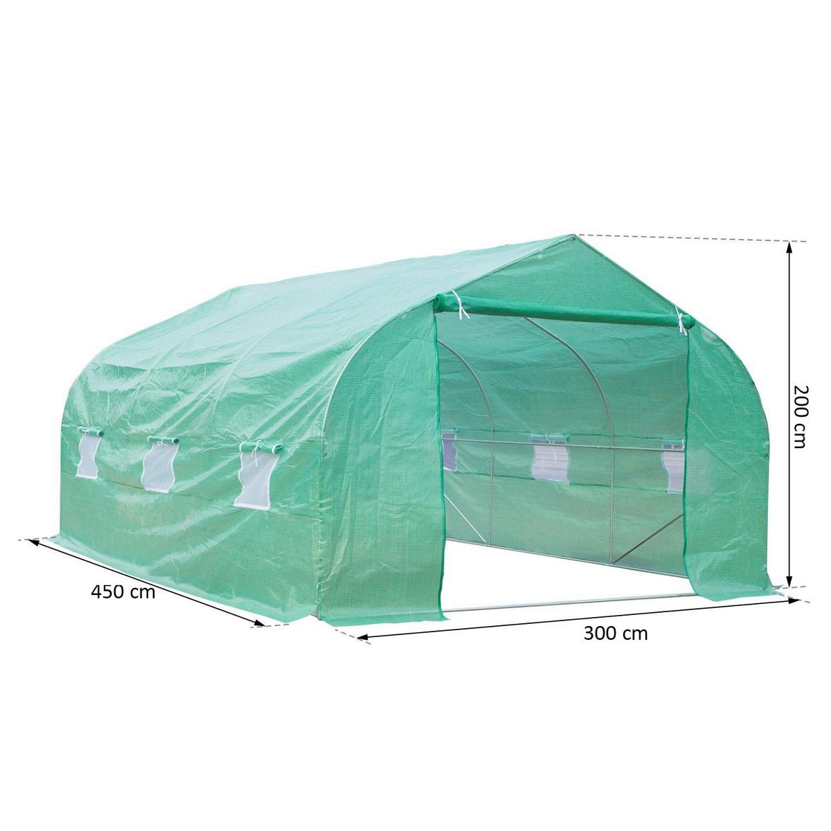 Outsunny Foliengewächshaus B/H/L: ca. 300x200x450 cm Foliengewächshaus MH845-020 - grün (450,00/300,00/200,00cm) - Outsunny