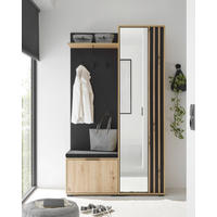 Garderobe Volano Eiche Artisan Nachbildung schwarz B/H/T: ca. 114x197x40 cm Volano - Eiche/schwarz (114,00/197,00/40,00cm)