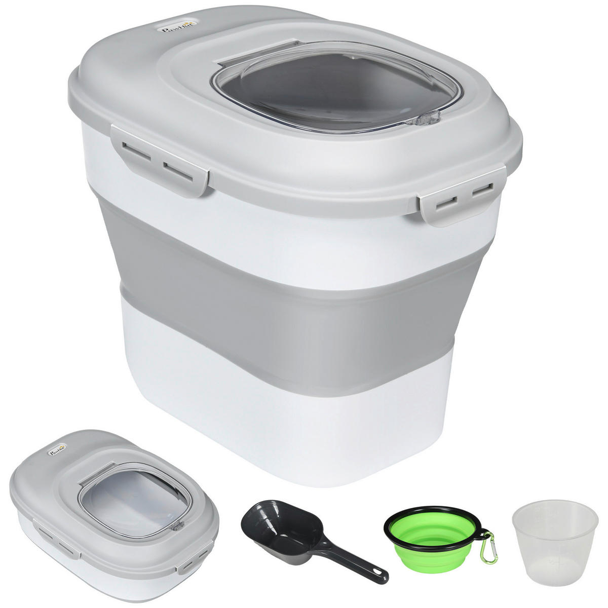 PawHut Hundefutter-Box grau B/H/L: ca. 32x37x44 cm Hundefutter-Box - grau (44,00/32,00/37,00cm) - PawHut