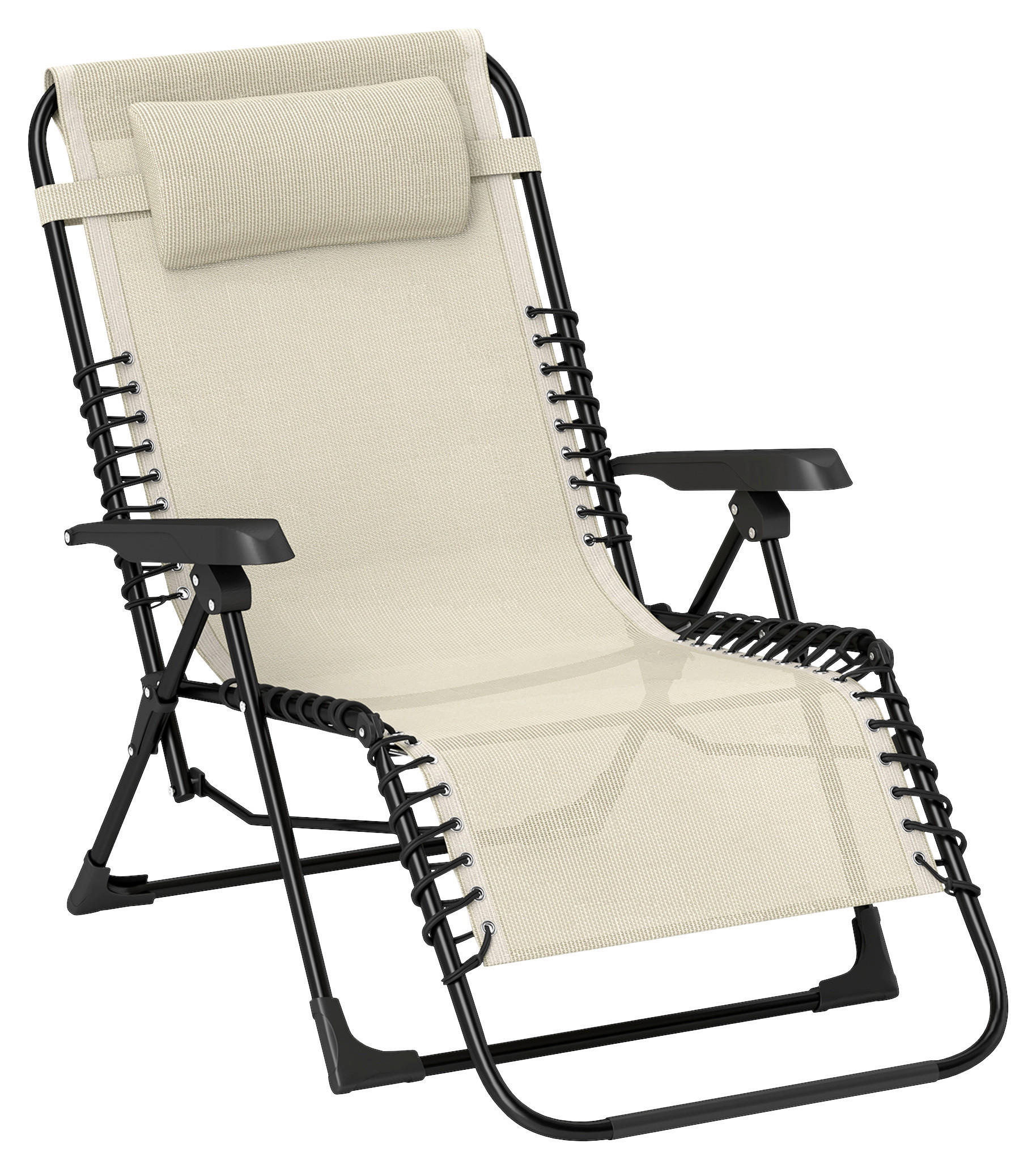 Outsunny Sonnenliege beige Netzstoff B/H/L: ca. 65x112x90 cm Sonnenliege - beige (90,00/65,00/112,00cm) - Outsunny