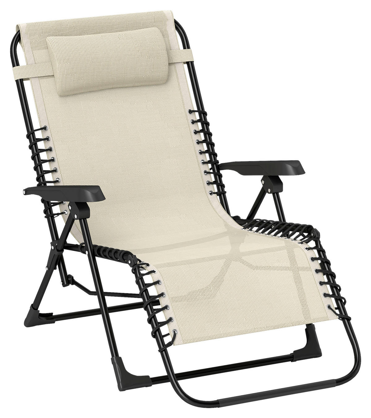 Outsunny Sonnenliege beige Netzstoff B/H/L: ca. 65x112x90 cm Sonnenliege - beige (90,00/65,00/112,00cm) - Outsunny