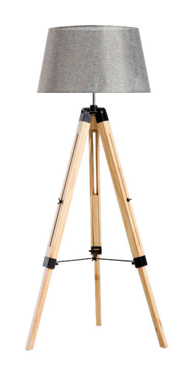 HOMCOM Stehleuchte B31-015GY B31-015GY natur grau Kiefer Polyester-Mischgewebe Kunststoff B/H/T: ca. 65x143x65 cm E27 1 Brennstellen Stehleuchte B31-015GY - natur/grau (65,00/143,00/65,00cm) - HOMCOM