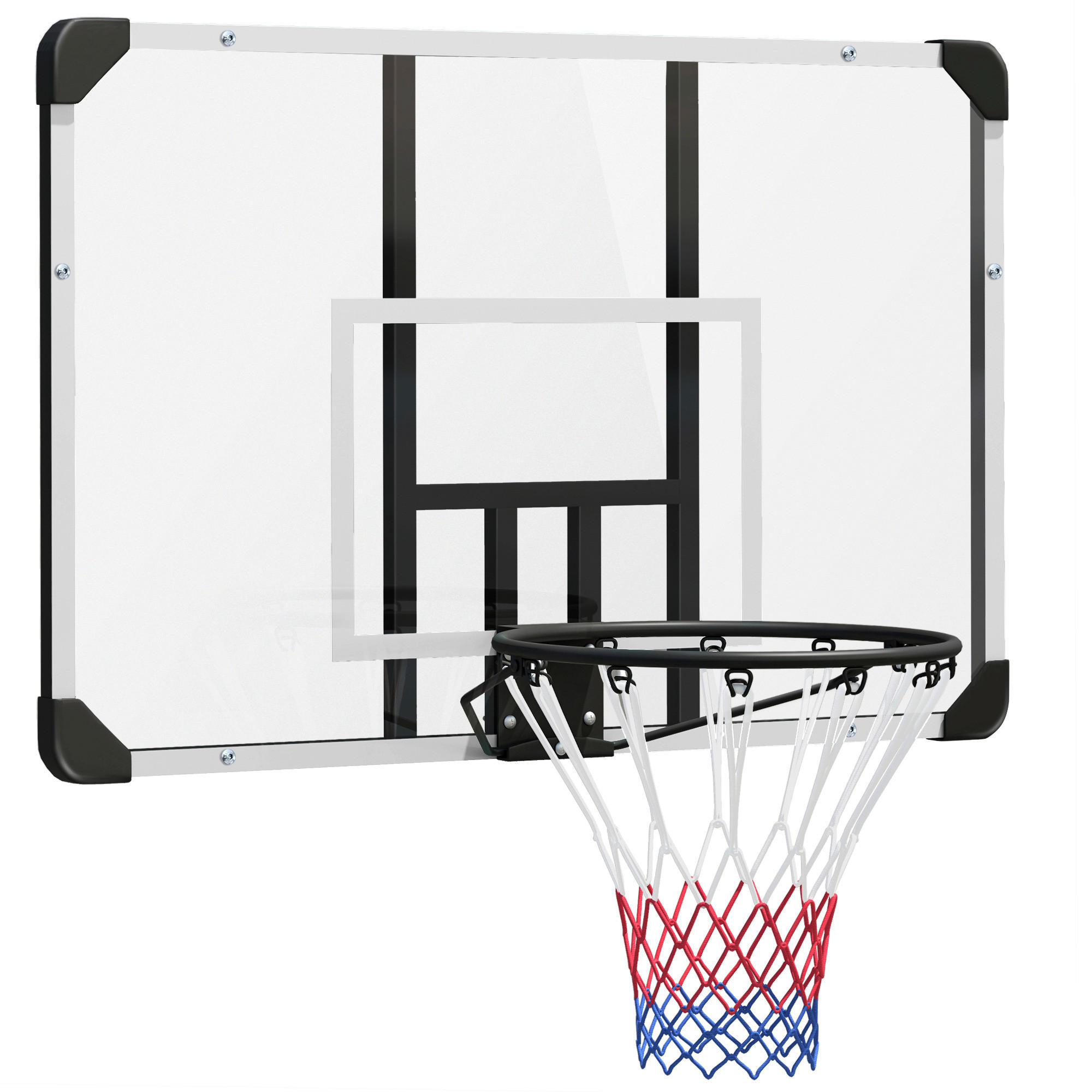 SPORTNOW Basketballkorb transparent Stahl B/H/L: ca. 61x73x113 cm Basketballkorb - weiß/schwarz (113,00/61,00/73,00cm) - SPORTNOW