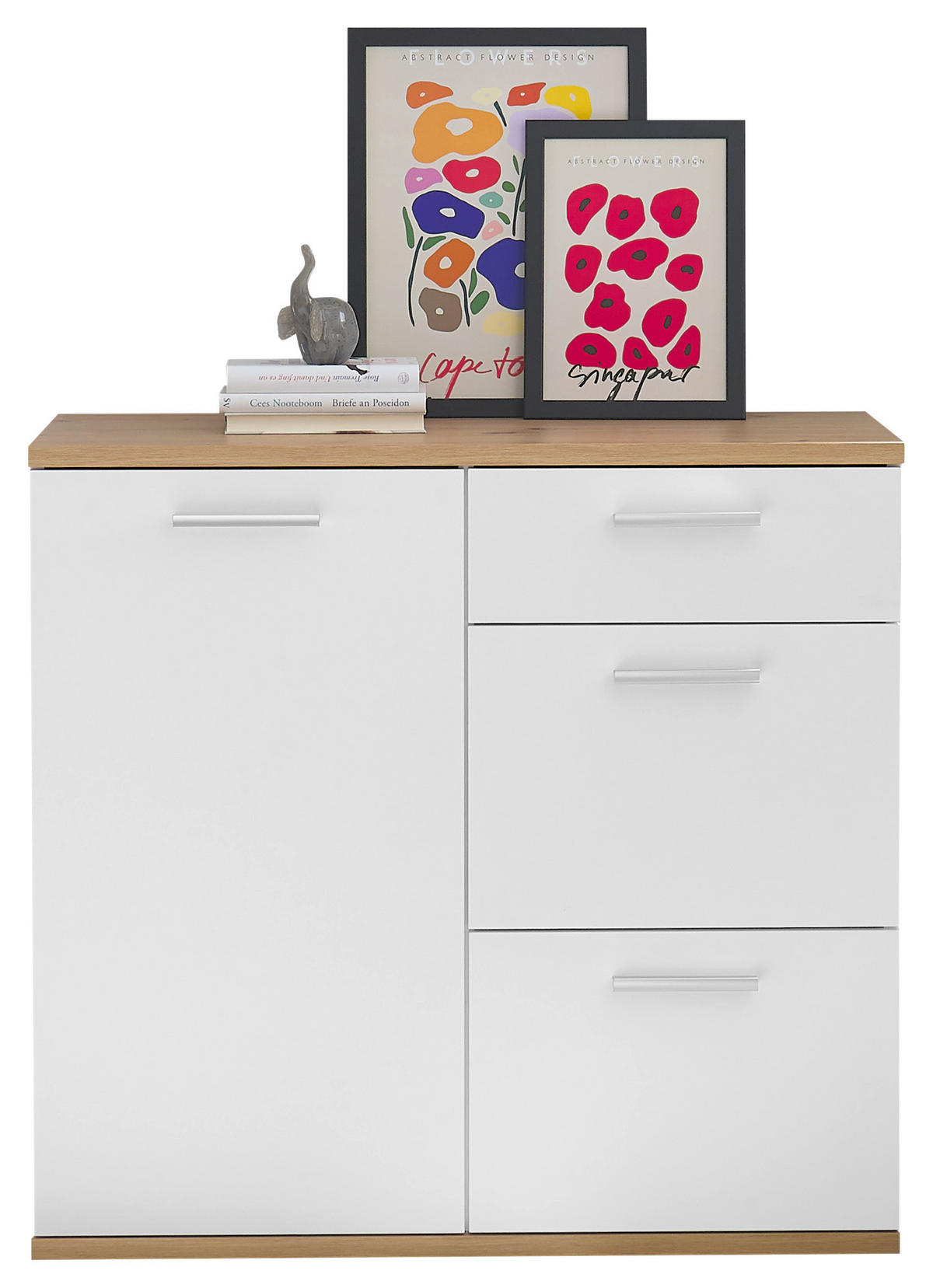 Kommode BC 1035 weiß Eiche Artisan Nachbildung B/H/T: ca. 96x86x38 cm BC 1035 - Eiche/weiß (96,00/86,00/38,00cm)