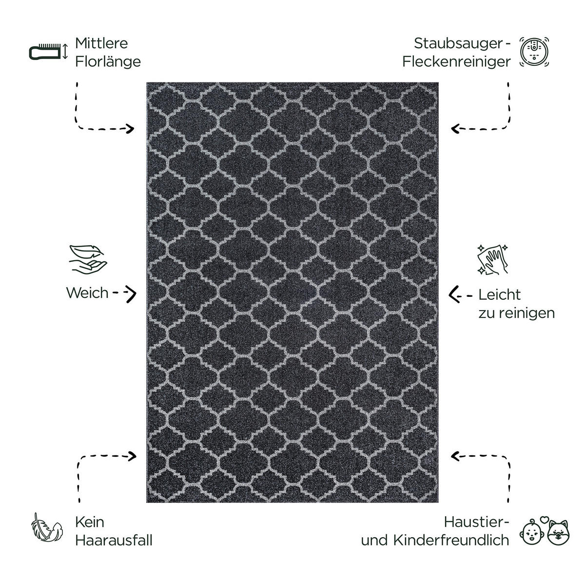 Sanat Teppich schwarz B/L: ca. 200x80 cm Teppich_Boho_8202_80x200 - schwarz (200,00/80,00cm) - Sanat