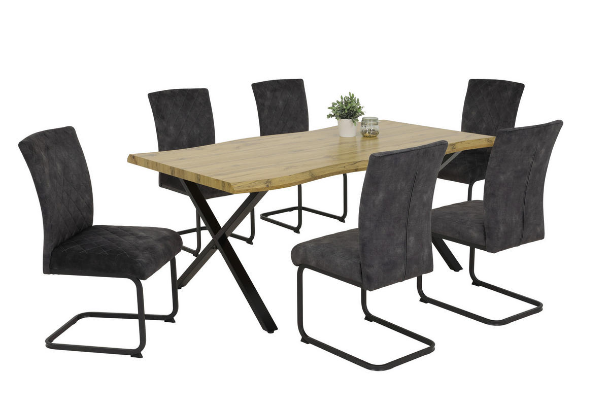 Esstisch GERDA I T Eiche Wildeiche Optik B/H/T: ca. 180x76x100 cm GERDA I T - Eiche/schwarz (180,00/76,00/100,00cm) - Hela