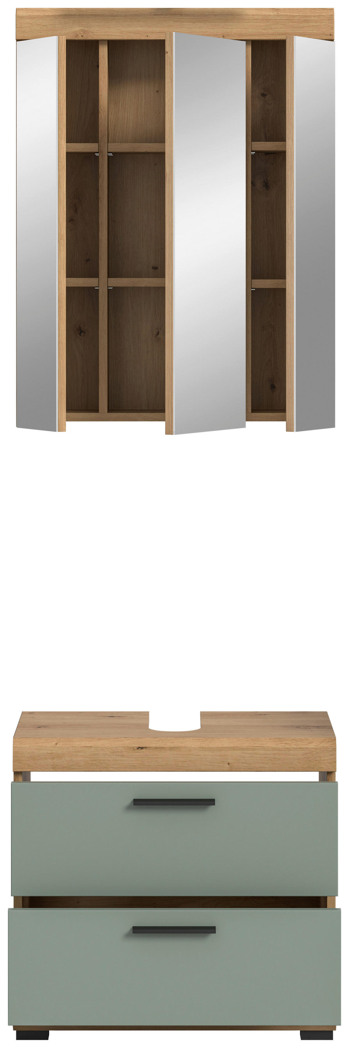 Badezimmer-Set Scout Eiche Artisan Nachbildung salbei Nachbildung B/H/T: ca. 60x191x37 cm Scout - Eiche/salbei (60,00/191,00/37,00cm) - xonox.home