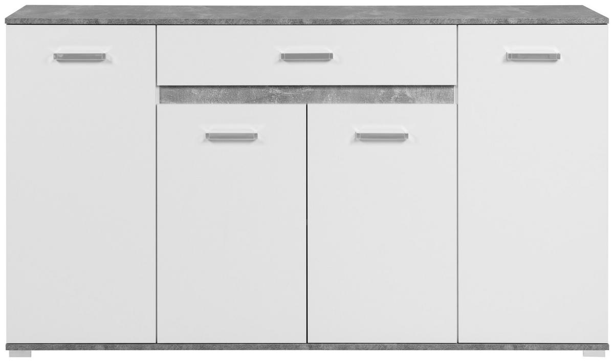 Sideboard Volos Beton Optik weiß B/H/T: ca. 160x90x38 cm Volos - weiß (160,00/90,00/38,00cm)