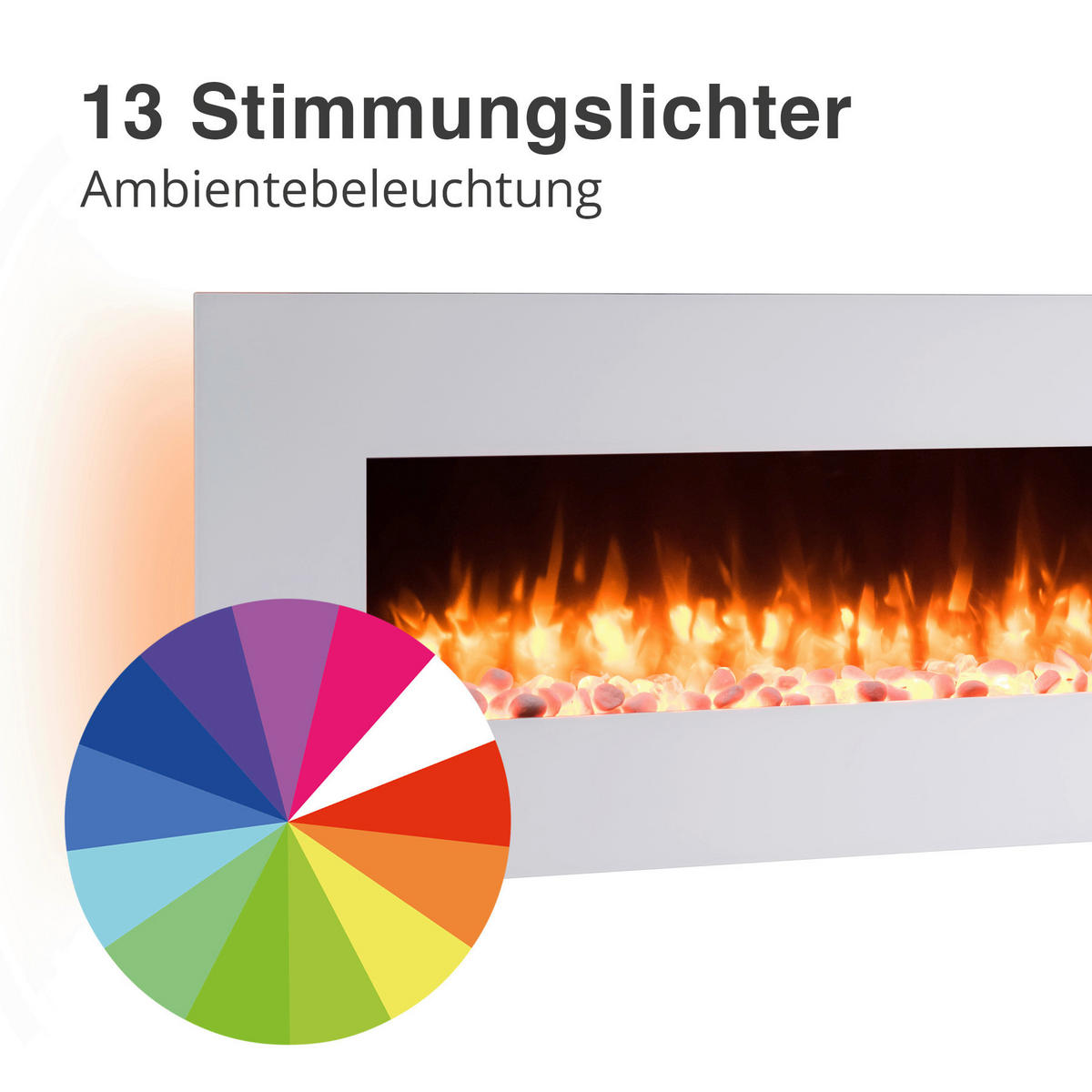 Balderia Elektrischer-Kamin Elektrischer-Kamin Yoash weiß MDF B/H/T: ca. 128x55x13,9 cm Elekt.-Kamin Yoash EF202D - weiß (128,00/55,00/13,90cm) - Balderia