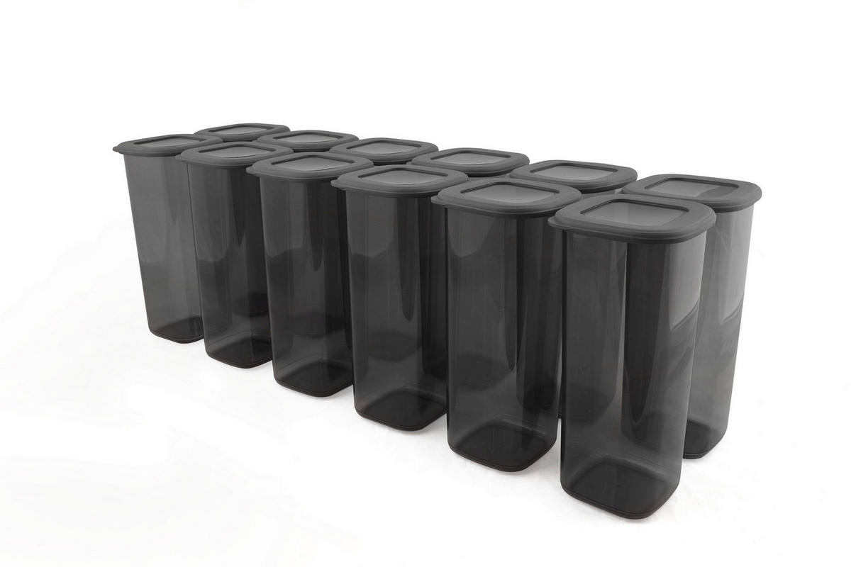 HermiaConcept Vorratsdosenset 12-tlg. grau B/H/T/L/D: ca. 11x25x11x11x11 cm 12-tlg. - grau (11,00/11,00/25,00cm) - HermiaConcept