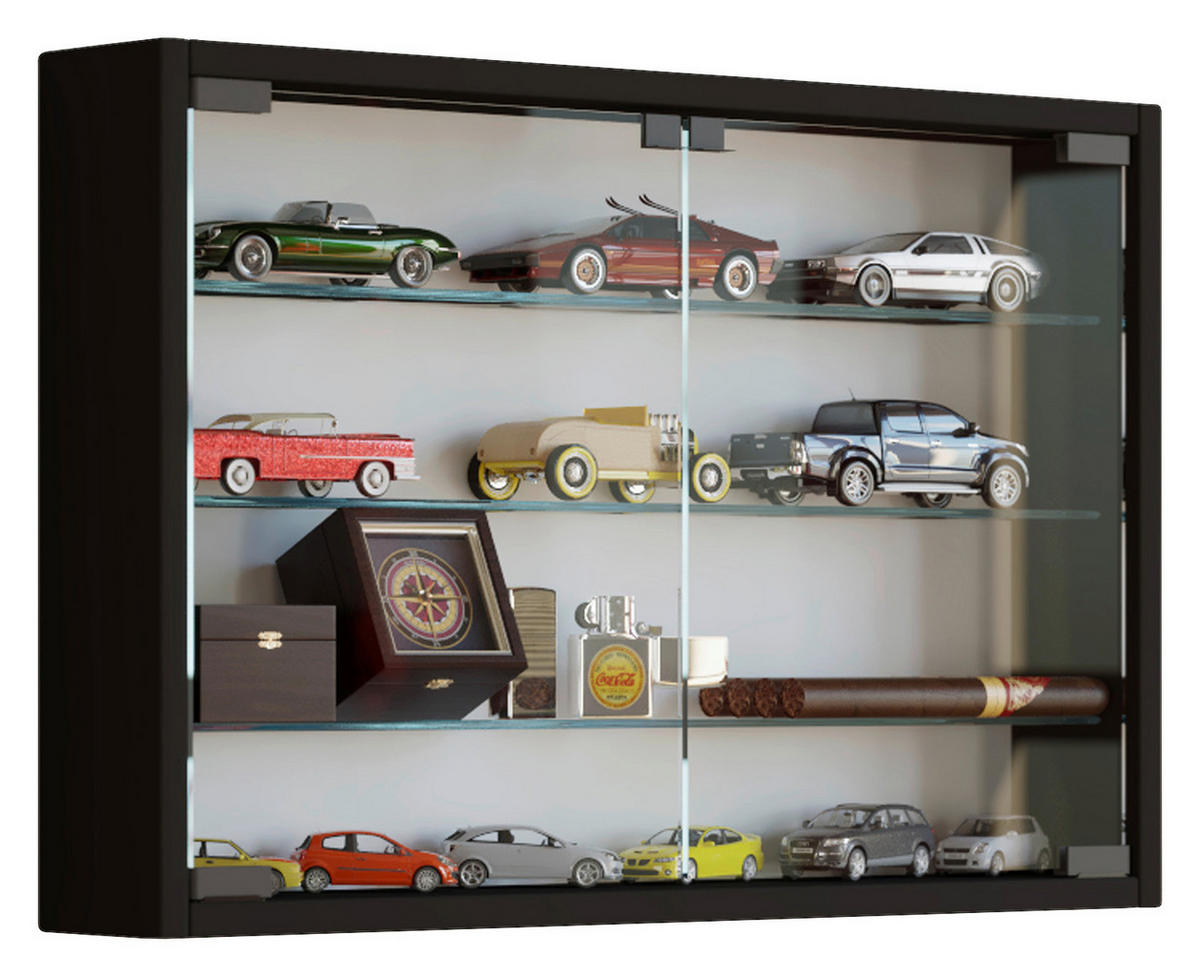 Vitrine Mandosa M schwarz Holzwerkstoff Glas B/H/T: ca. 60x40x10 cm Mandosa M - schwarz (60,00/40,00/10,00cm) - VCM Möbel