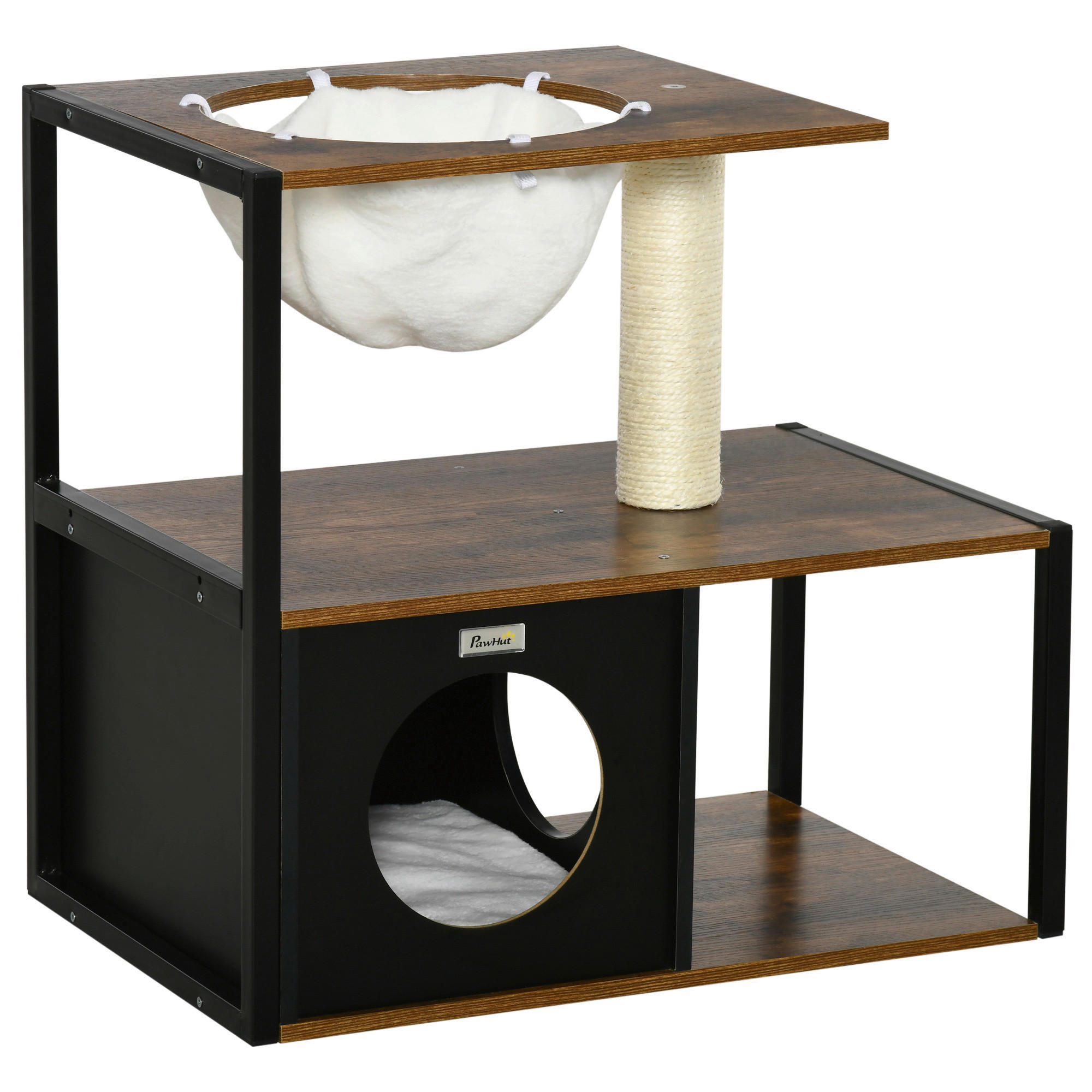 PawHut Katzenhaus braun Stahl B/H/L: ca. 40x60x64 cm Katzenhaus - braun/schwarz (64,00/40,00/60,00cm) - PawHut