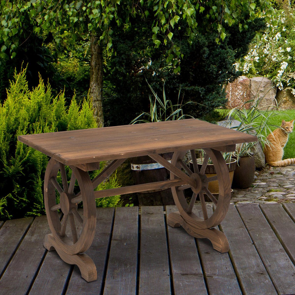Outsunny Gartentisch natur Holz B/H/L: ca. 60x65x115 cm Gartentisch - natur (115,00/60,00/65,00cm) - Outsunny