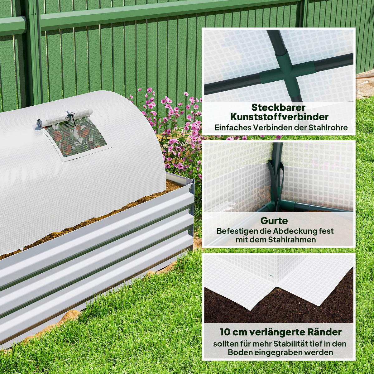 Outsunny Gewächshaus B/H/L: ca. 80x45x200 cm Gewächshaus - weiß (200,00/80,00/45,00cm) - Outsunny