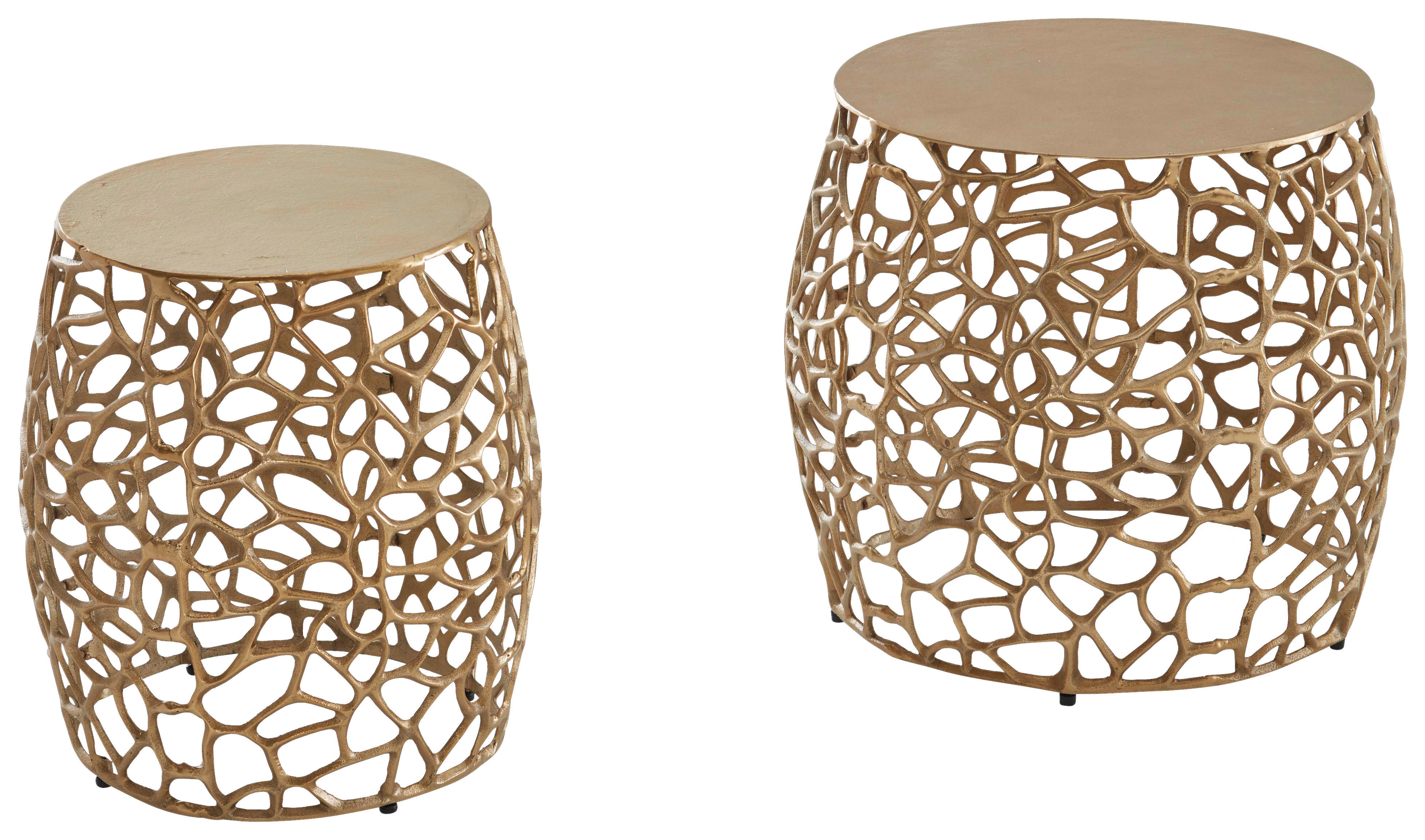 Beistelltisch 2er.-Set. gold B/H/T: ca. 46x42x45 cm 2er.-Set. - gold (46,00/42,00/45,00cm) - Wohnling