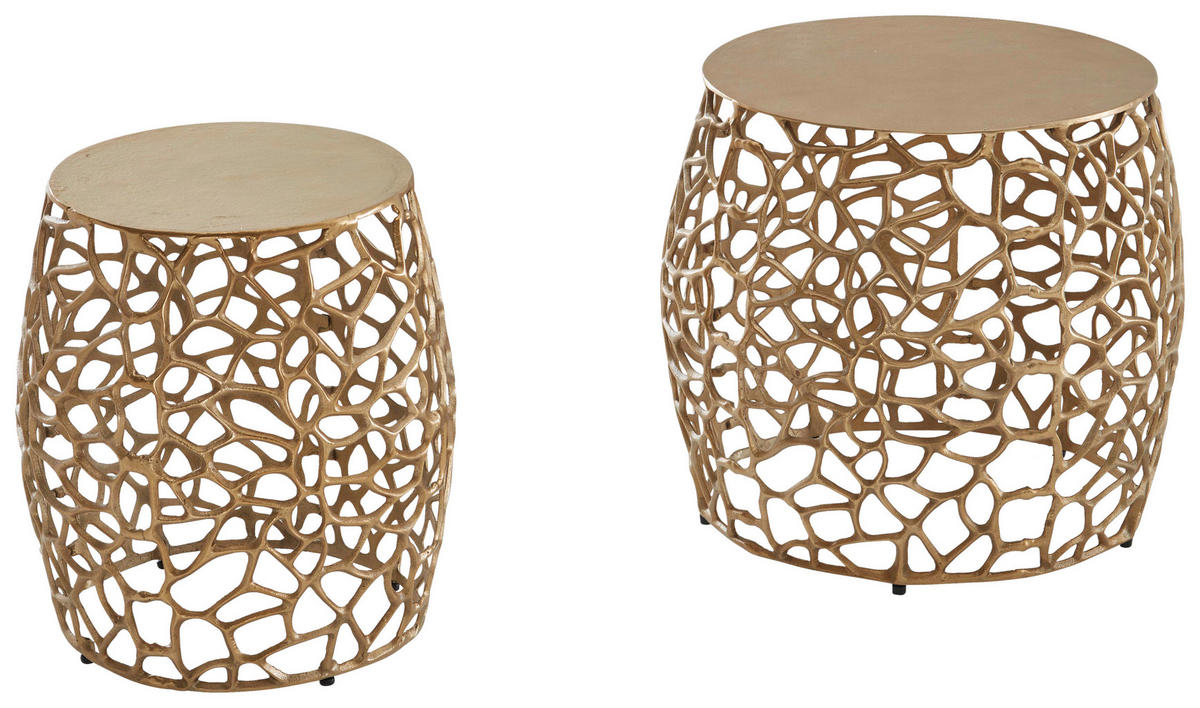 Beistelltisch 2er.-Set. gold B/H/T: ca. 46x42x45 cm 2er.-Set. - gold (46,00/42,00/45,00cm) - Wohnling