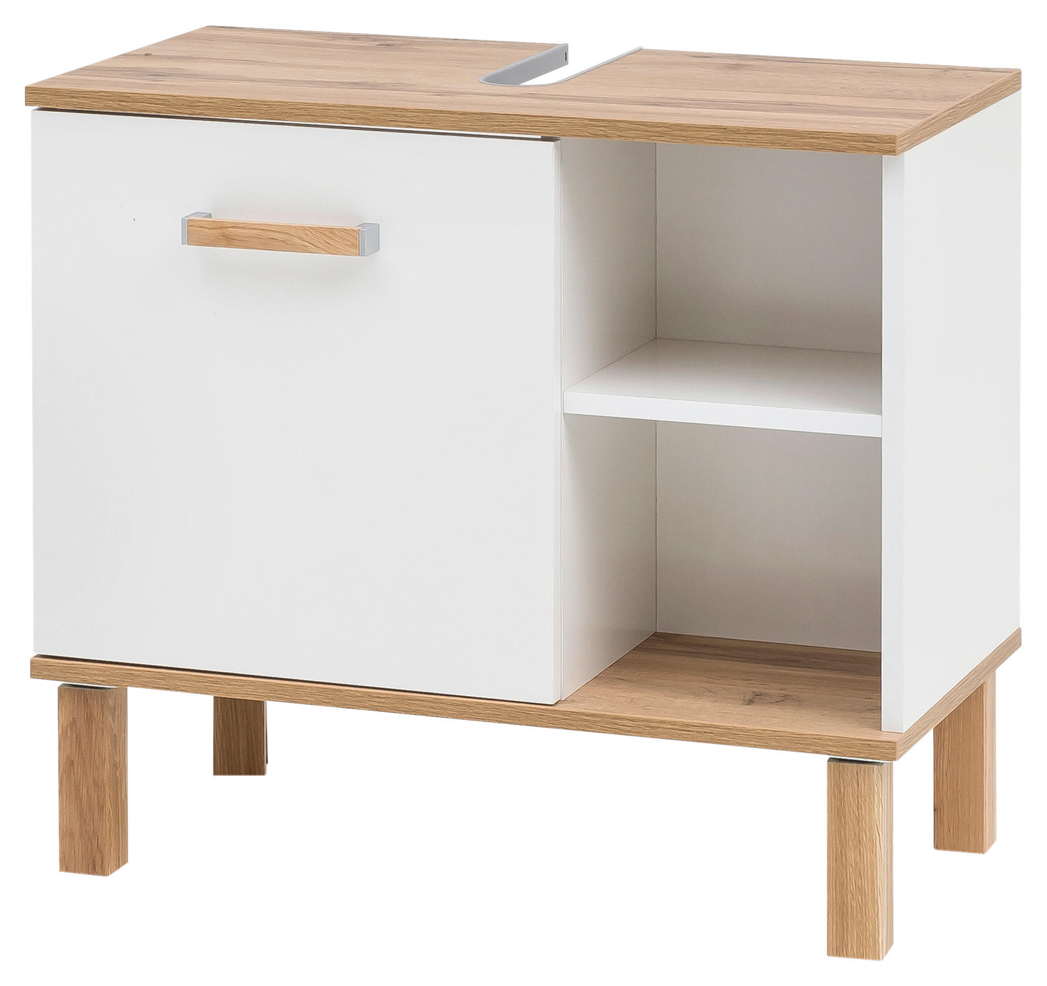 Waschbeckenunterschrank Padua weiß glanz Eiche Landhaus Nachbildung B/H/T: ca. 65,2x60,1x35 cm Padua - Eiche/weiß (65,20/60,10/35,00cm) - Möbelpartner