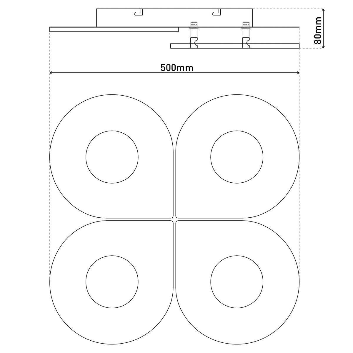 Näve Leuchten LED-Deckenleuchte weiß Metall Kunststoff B/H/T: ca. 50x8x50 cm SMILLA - weiß (50,00/8,00/50,00cm) - Näve Leuchten