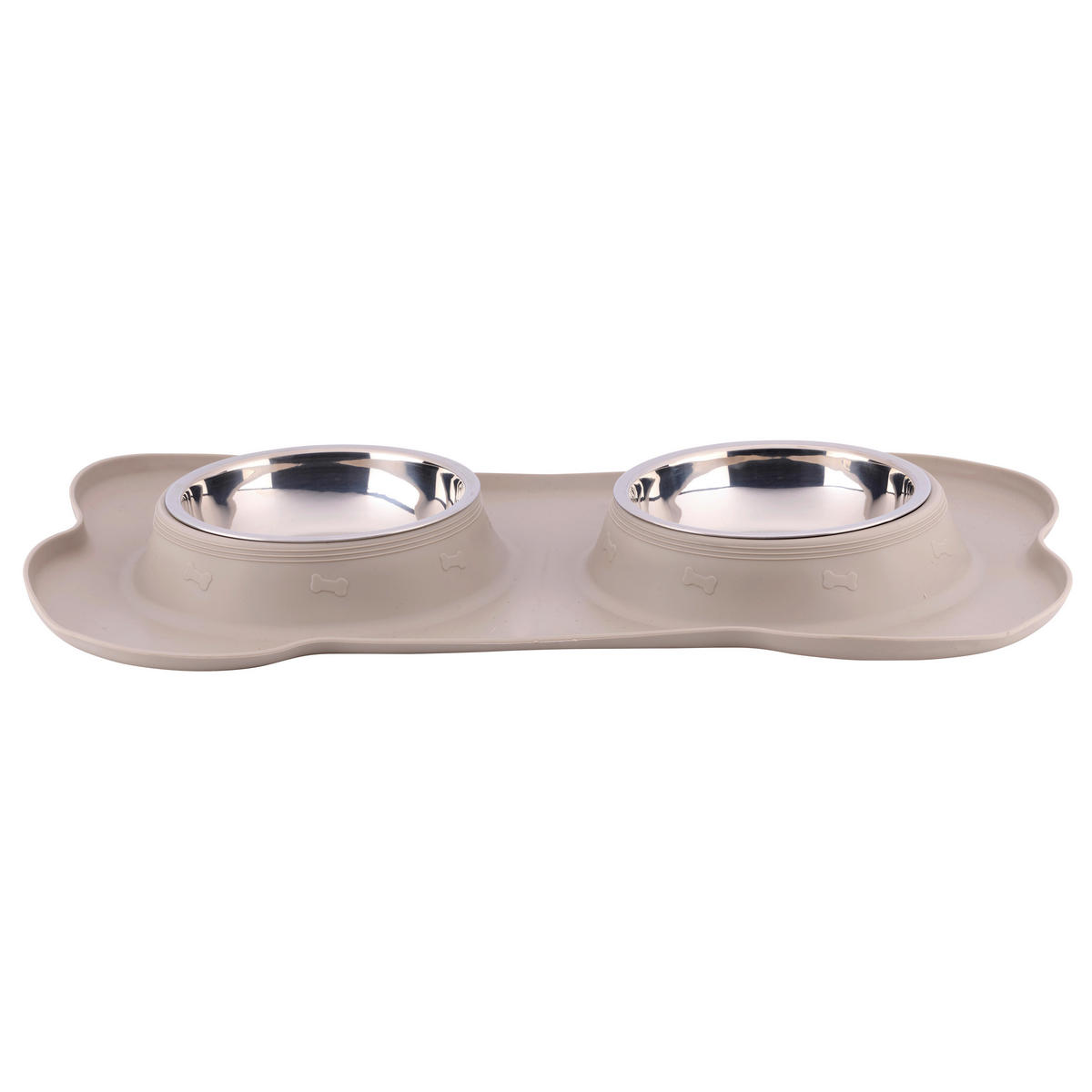 Futternapf silber Edelstahl Doppelter_Futternapf_mit_Unterlage - silber