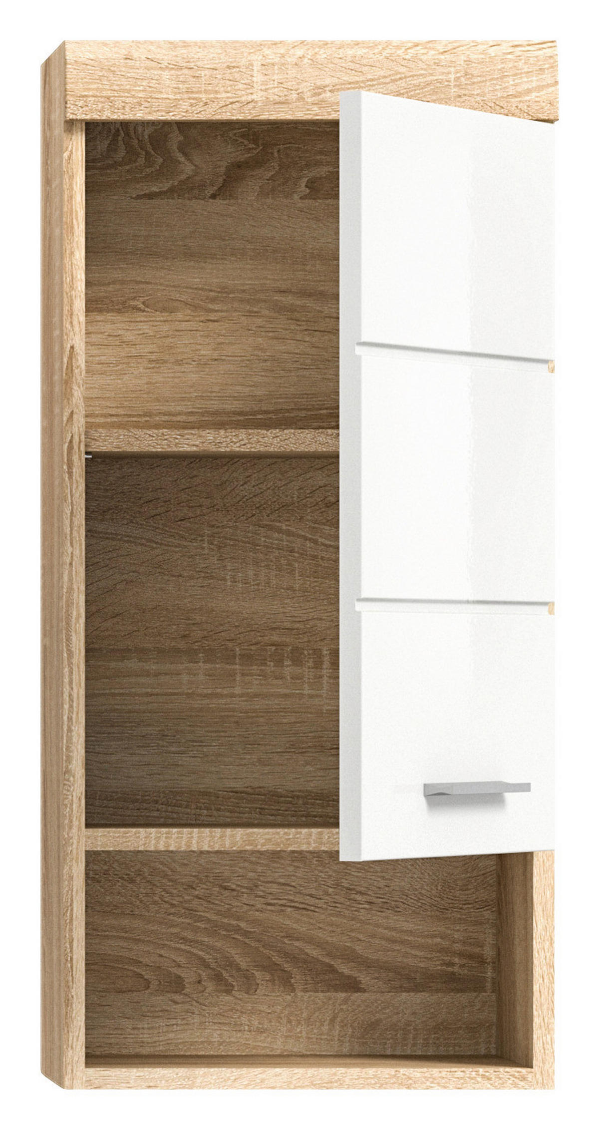 Badhängeschrank LAMBADA Eiche Sonoma hell Nachbildung weiß Hochglanz B/H/T: ca. 37x79x24 cm LAMBADA - Eiche/weiß (37,00/79,00/24,00cm) - xonox.home