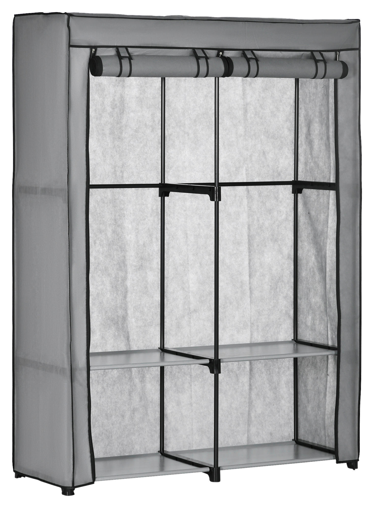 HOMCOM Kleiderschrank hellgrau Polypropylen B/H/L: ca. 49x118x170 cm Kleiderschrank - hellgrau (170,00/49,00/118,00cm) - HOMCOM
