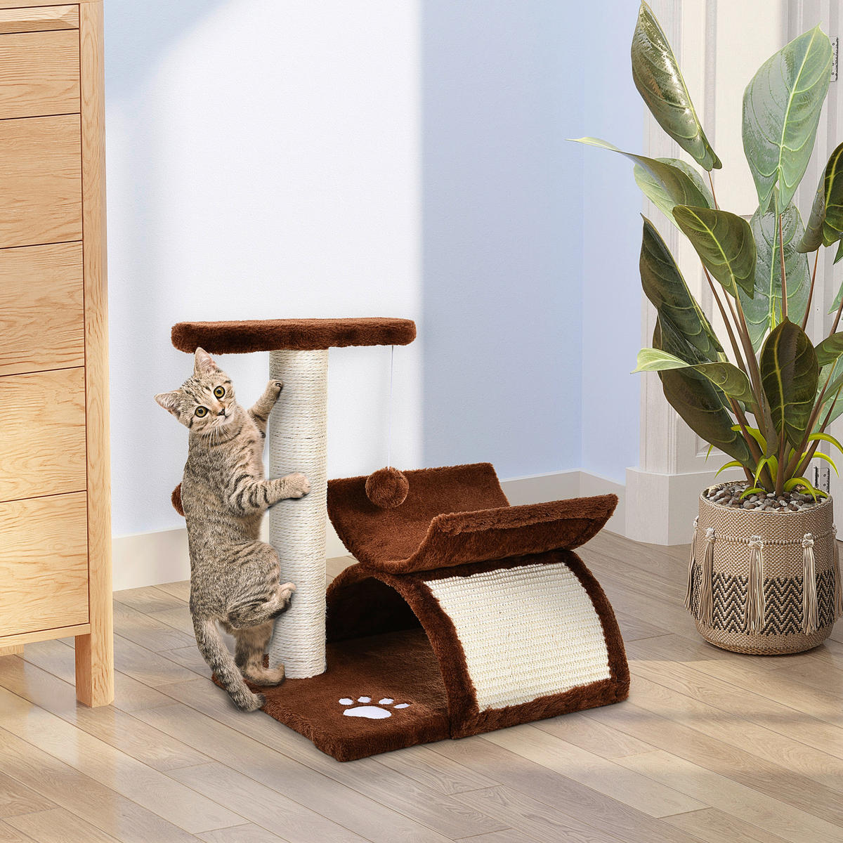 PawHut Katzenkratzbaum braun Spanplatte B/H/L: ca. 30x43x40 cm Katzenkratzbaum - braun (40,00/30,00/43,00cm) - PawHut
