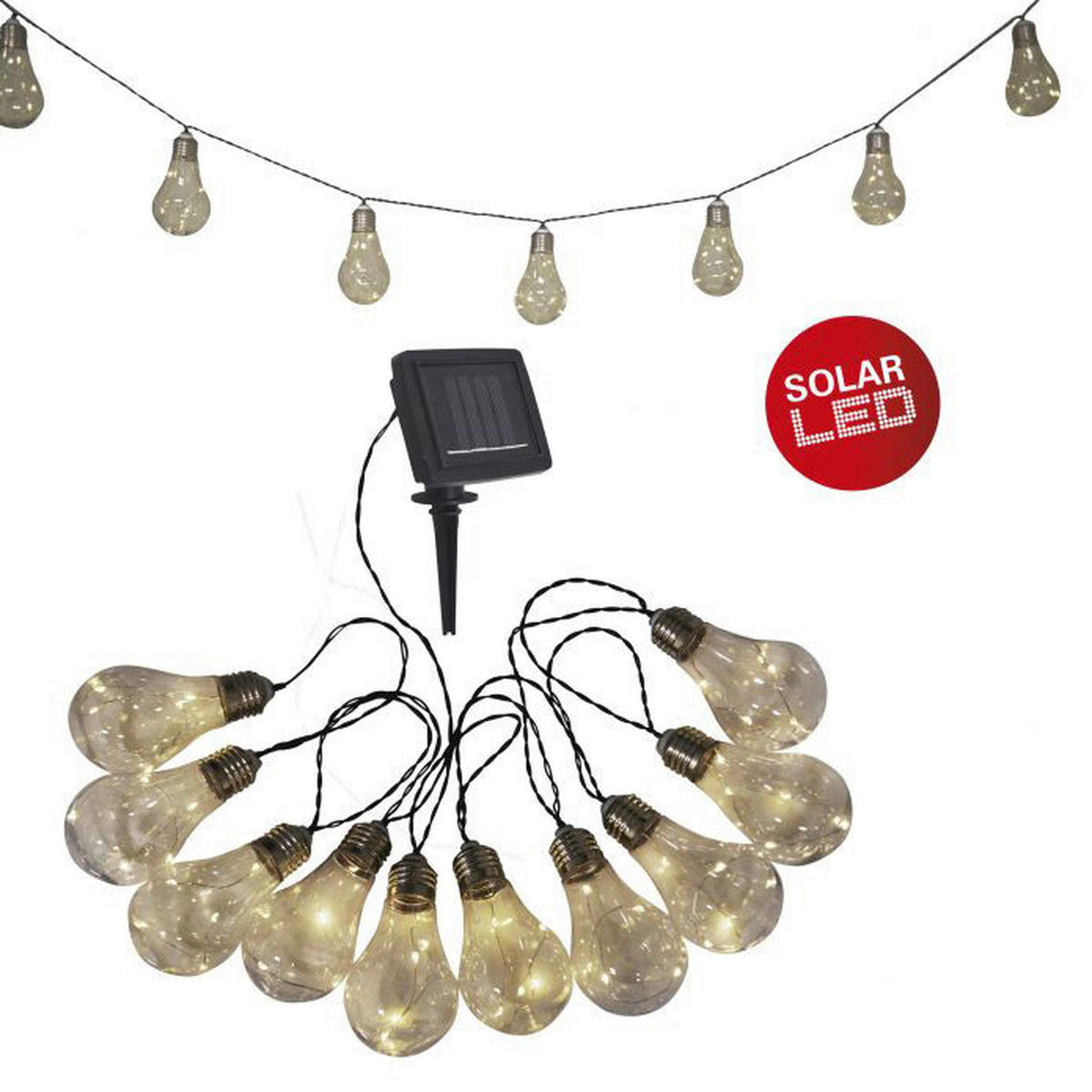 LED/Solar Lichterkette NV5209531 transparent Kunststoff H/L: ca. 18x3000 cm LED/Solar Lichterkette Glühbirne - transparent (3000,00cm) - Näve Leuchten