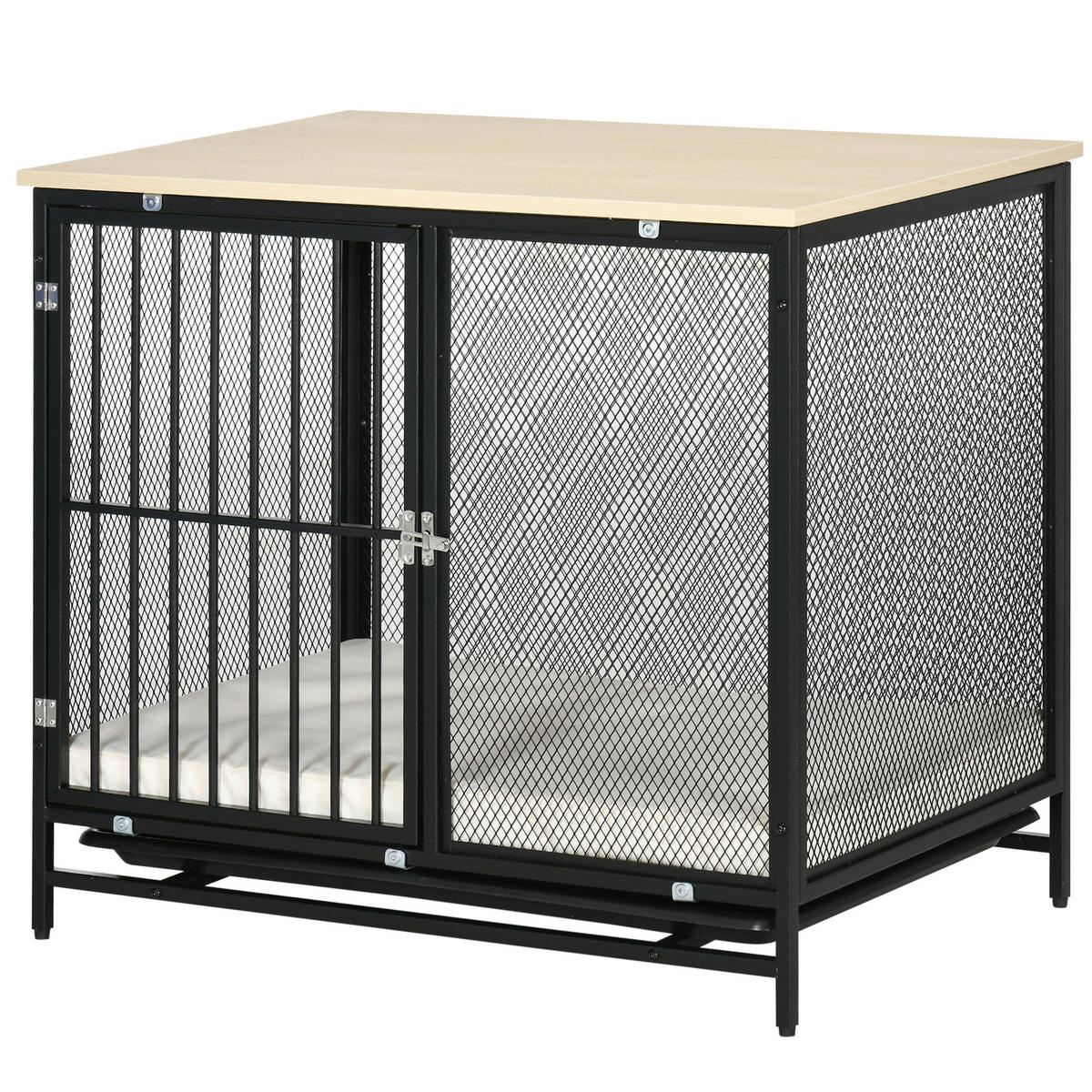 PawHut Hundekäfig Eiche PVC B/H/L: ca. 55x71x80 cm Hundekäfig - Eiche/schwarz (80,00/55,00/71,00cm) - PawHut