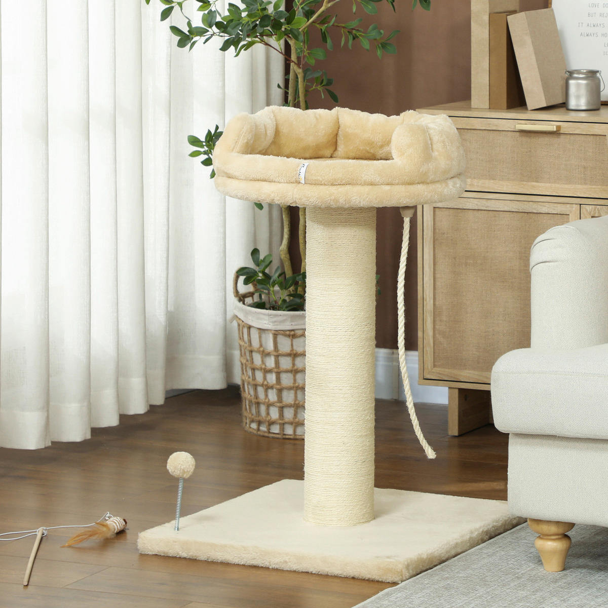 PawHut Kratzbaum beige Plüsch B/H/L: ca. 55x83x55 cm Kratzbaum - beige (55,00/55,00/83,00cm) - PawHut