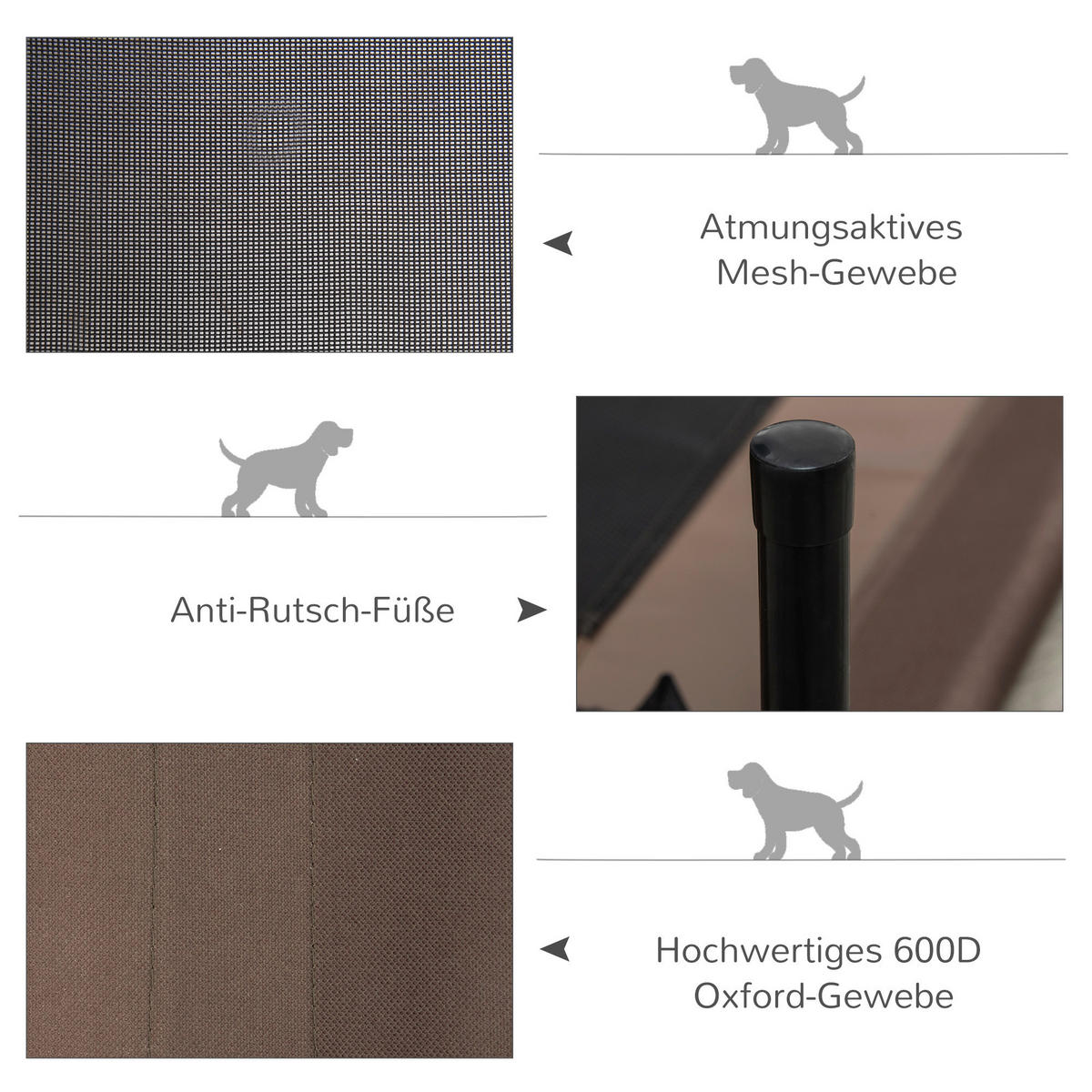 PawHut Hunde-Zubehör braun Polypropylen B/H/L: ca. 61x76x18 cm Hundebett - braun (18,00/61,00/76,00cm) - PawHut