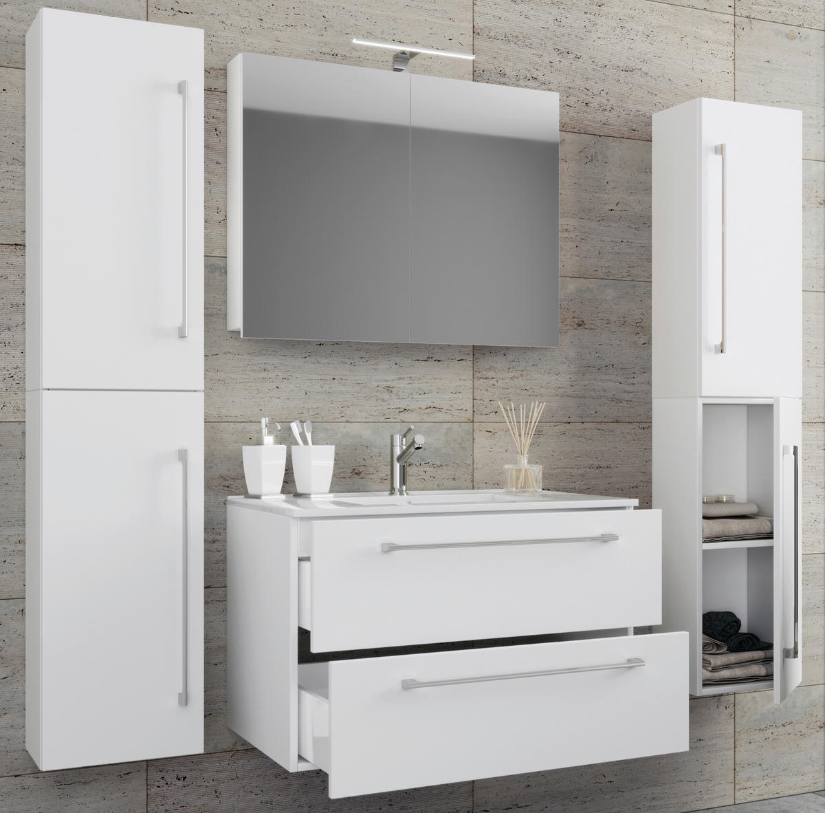 Waschplatz 5tlg-Badinos weiß B/H/T: ca. 60x50x46 cm 5tlg-Badinos - weiß (60,00/50,00/46,00cm) - VCM Möbel