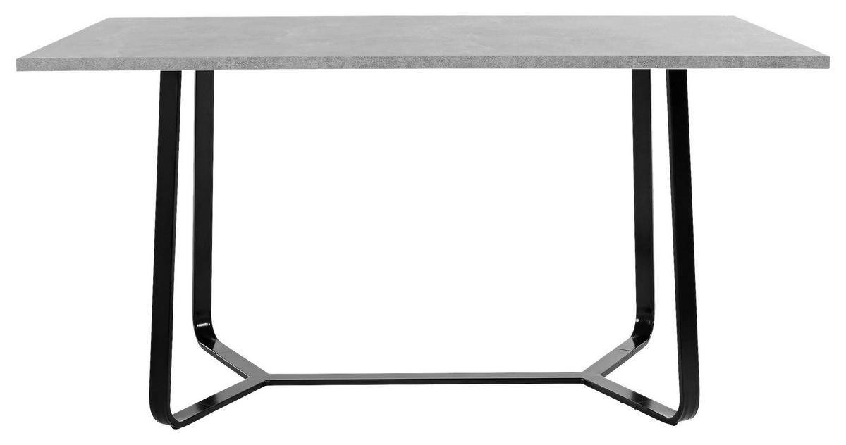 Tisch TALEA Beton Optik schwarz pulverbeschichtet B/H/T: ca. 140x76x90 cm TALEA - Beton/schwarz (140,00/76,00/90,00cm) - byLIVING