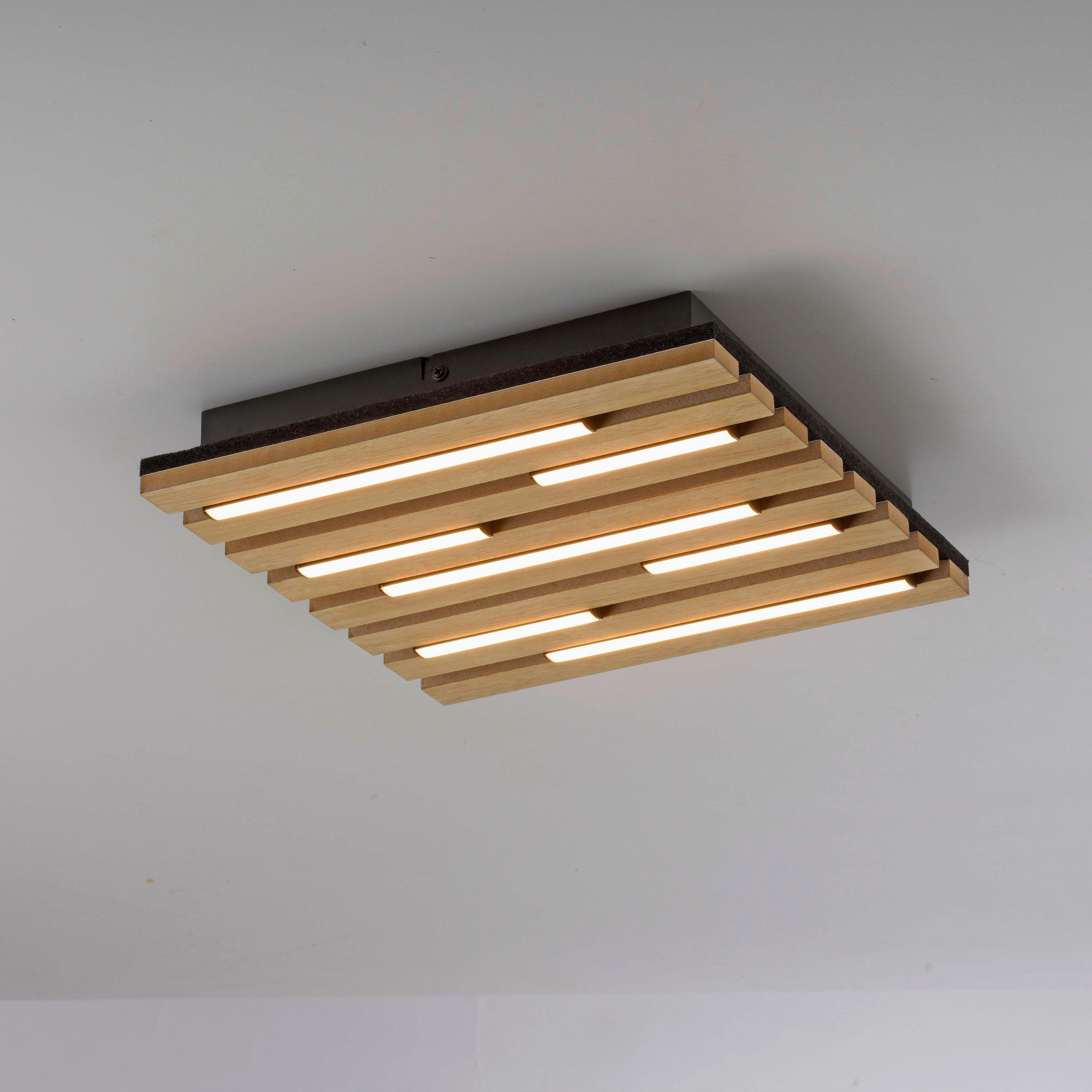 Just Light Deckenleuchte Eiche B/H/L: ca. 30x5x30 cm Deckenleuchte_Akustik - Eiche (30,00/30,00/5,00cm) - Just Light