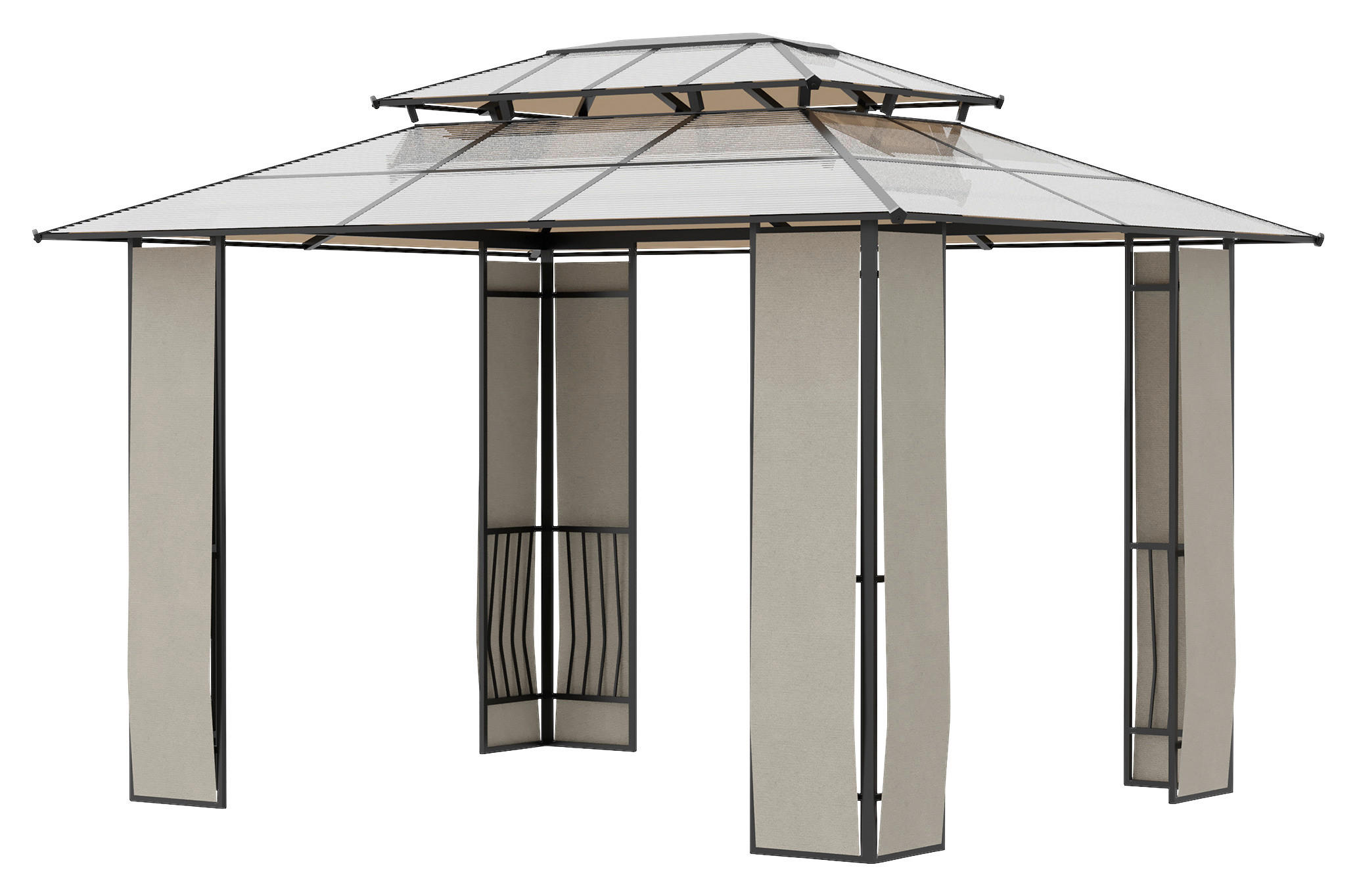 Outsunny Pavillon braun Aluminium B/H/L: ca. 300x275x365 cm Pavillon - braun/hellgrau (365,00/300,00/275,00cm) - Outsunny