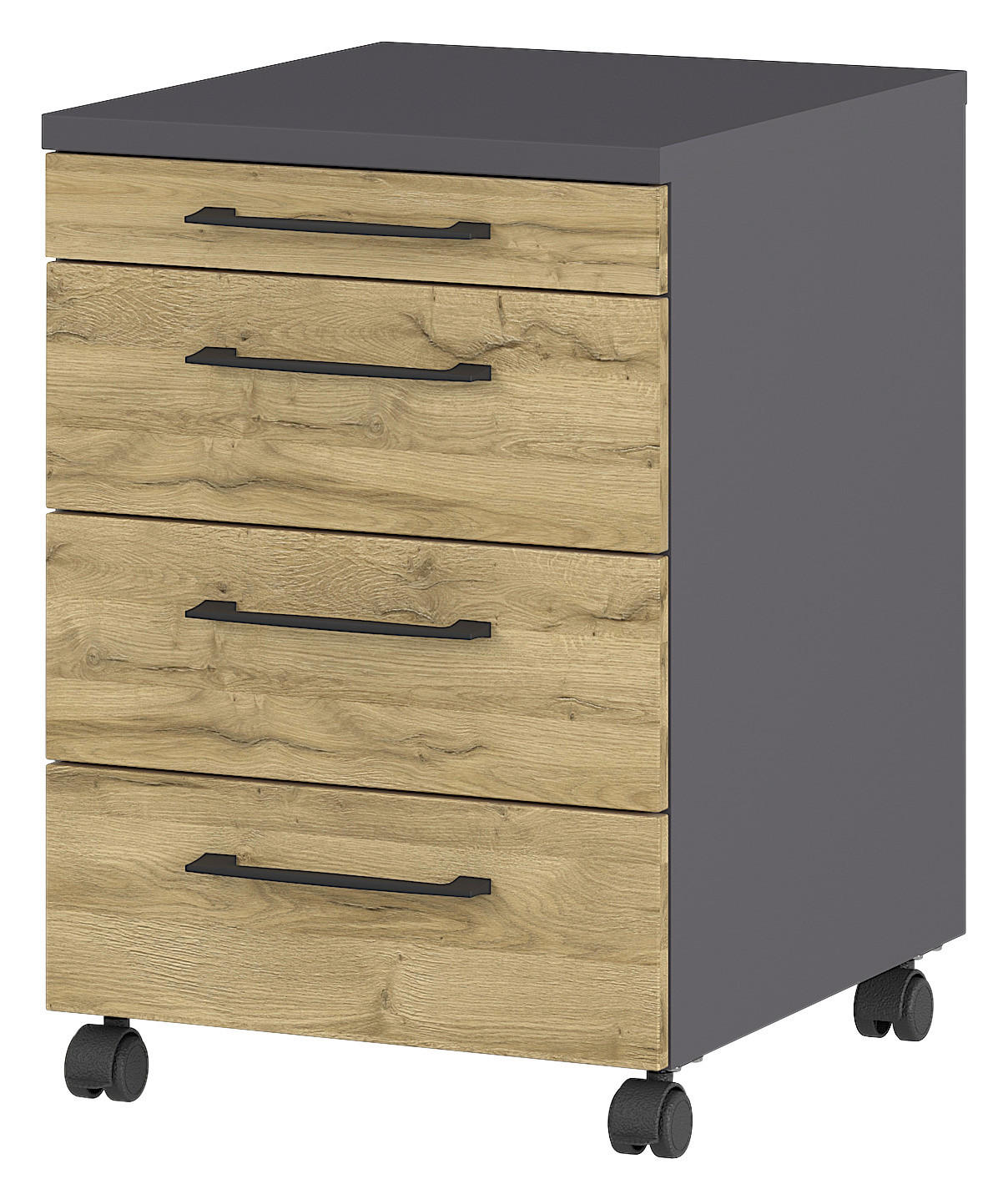 Rollcontainer 4251-564 Eiche Grand-Son Nachbildung Graphit B/H/T: ca. 42x61x49 cm 4251-564 - Eiche/Graphit (42,00/61,00/49,00cm) - Germania