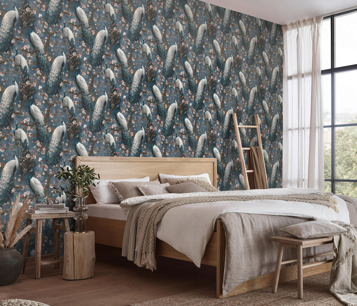 Erismann Vliestapete Pfau blau B/L: ca. 53x1005 cm Vliestapete_10414-08 VW14 - blau (53,00/1005,00cm) - Erismann