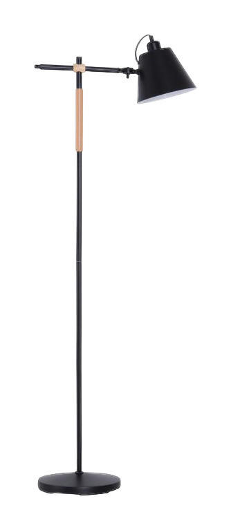 HOMCOM Stehleuchte B31-112BK schwarz Holz Metall B/H/L: ca. 30x155x54 cm E27 1 Brennstellen Stehleuchte B31-112BK - schwarz (54,00/30,00/155,00cm) - HOMCOM