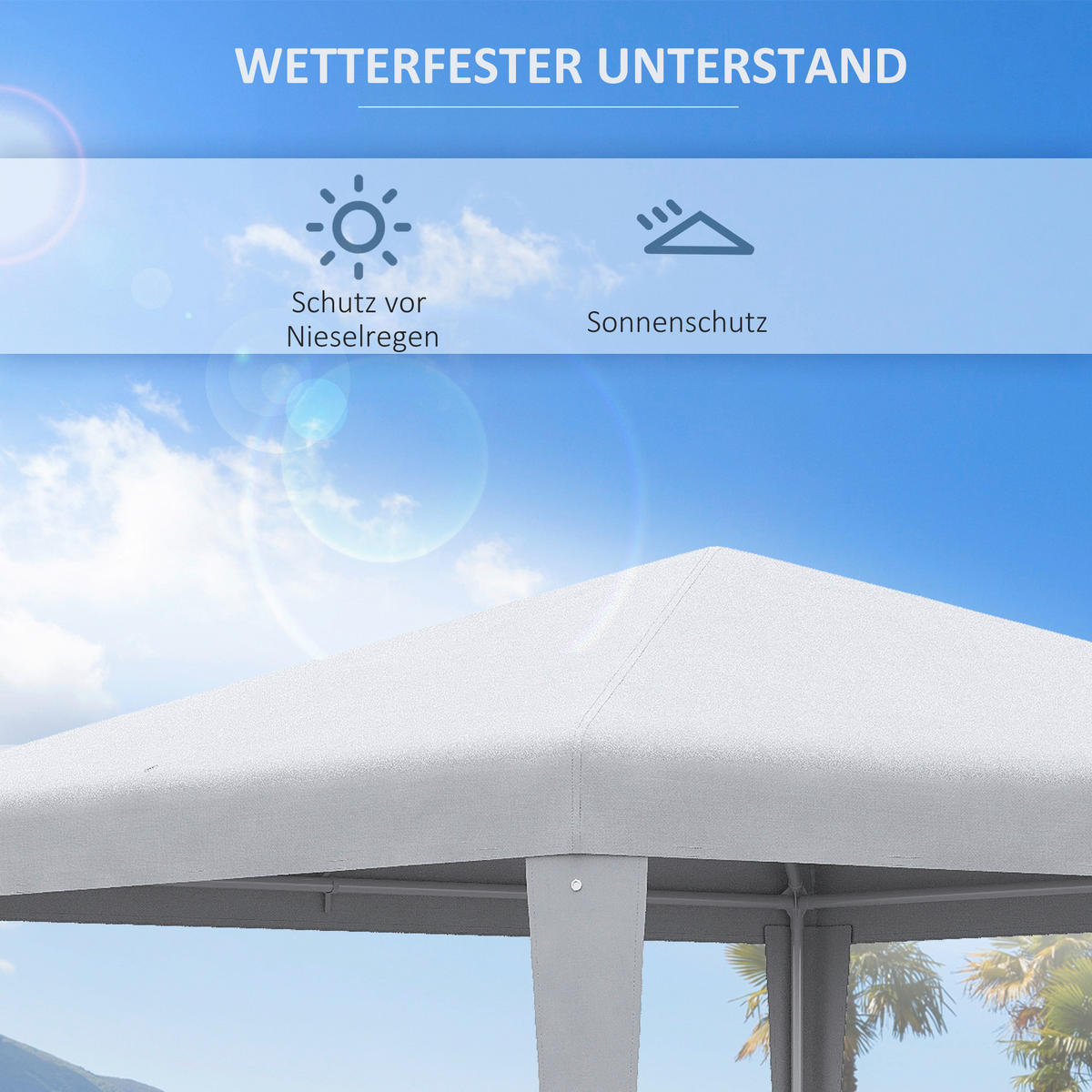 Outsunny Pavillon weiß Kunststoff B/H/L: ca. 270x270x254 cm Pavillon - weiß (254,00/270,00/270,00cm) - Outsunny