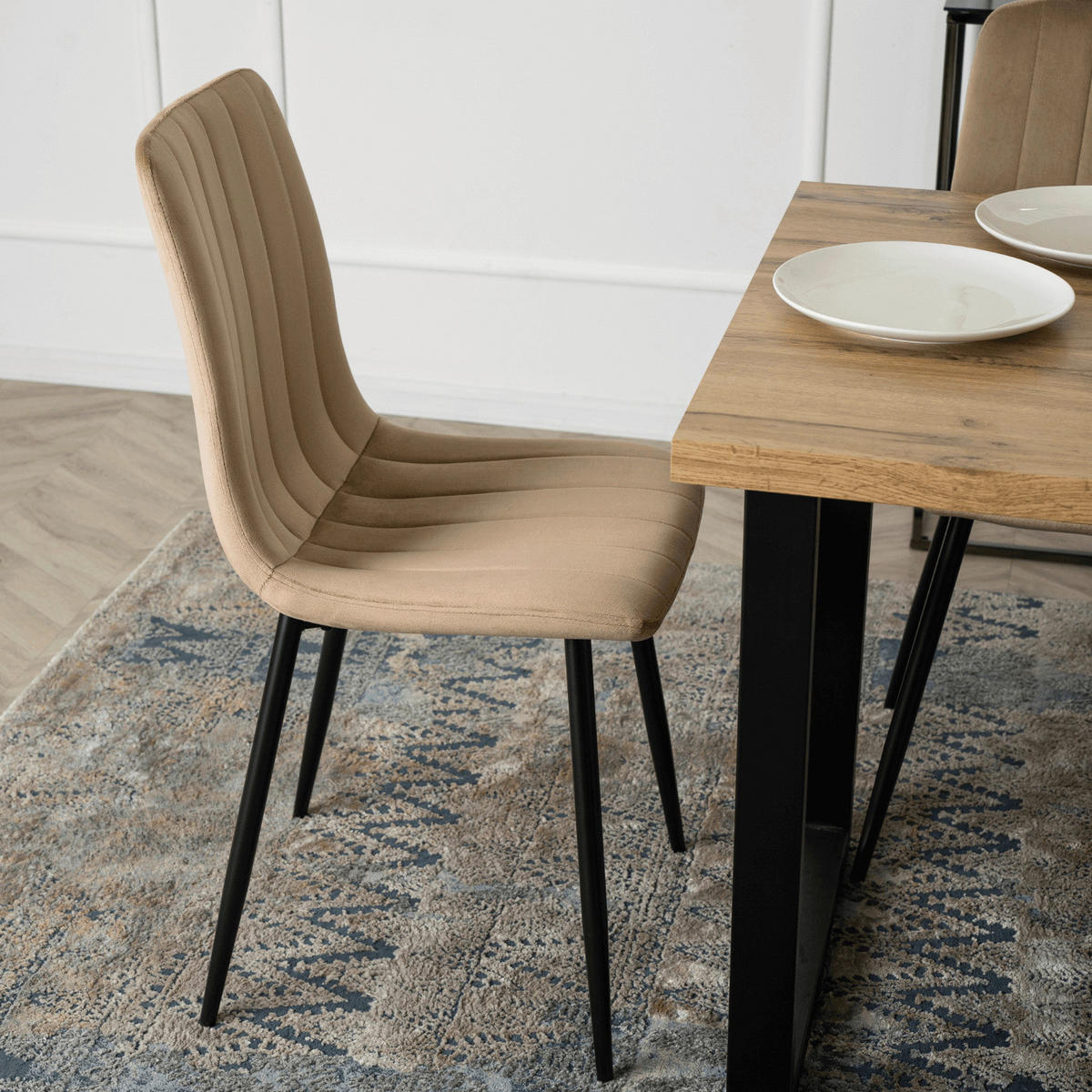 Stuhl IBIS beige Velourstoff B/H/T: ca. 43x90,5x50 cm IBIS - beige (43,00/90,50/50,00cm) - WIPMEB