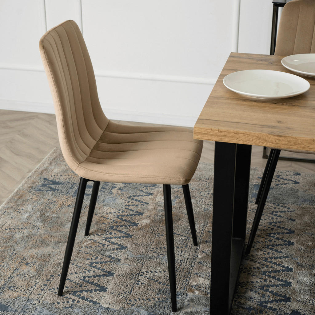 Thumbnail - Stuhl IBIS beige Velourstoff B/H/T: ca. 43x90,5x50 cm