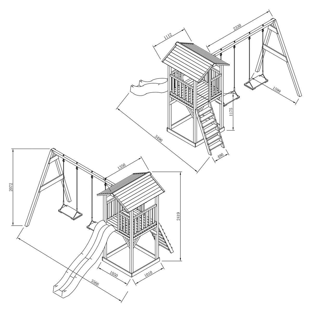 AXI Spielturm Beach Tower braun B/H/L: ca. 357x242x349 cm Beach Tower - braun/grau (349,00/357,00/242,00cm) - AXI