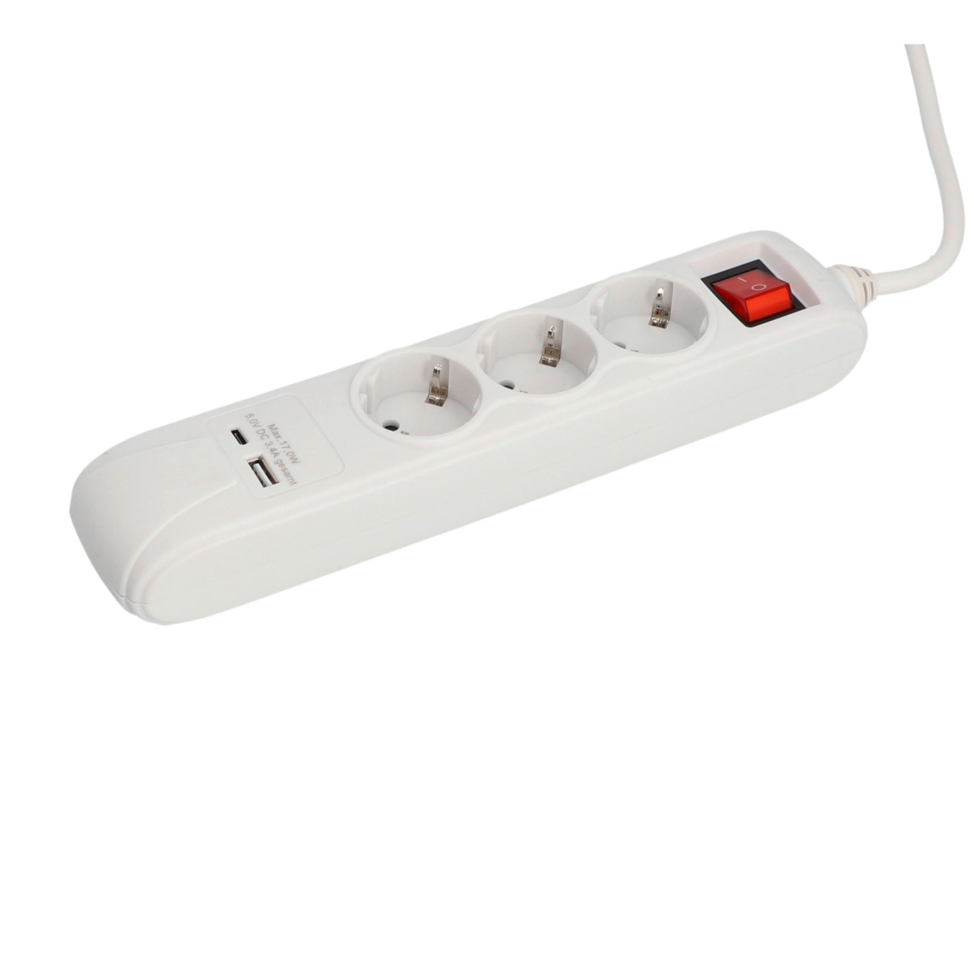 Tischsteckdose weiß Tischsteckdose_3fach+2USB+Schalter - weiß