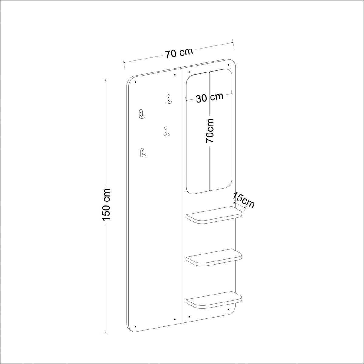 Garderobe Buket anthrazit B/H/T: ca. 70x150x15 cm Buket - anthrazit (70,00/150,00/15,00cm) - moebel17
