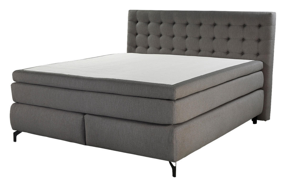 Boxspringbett  graubraun Flachgewebe Liegefläche B/L: ca. 180x200 cm Jessica_Max_Boxspringbett - schwarz/graubraun (194,00/122,00/216,00cm)