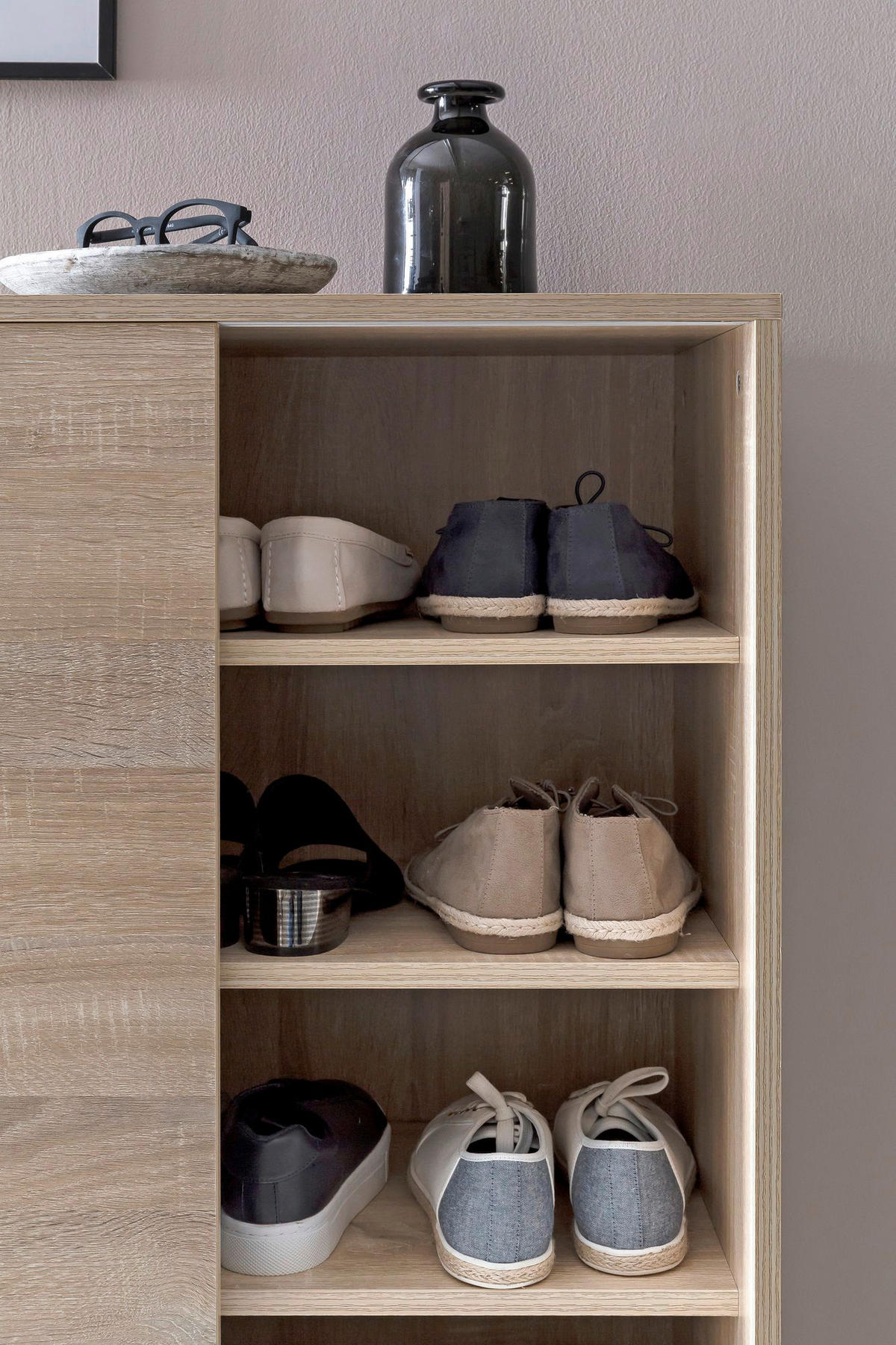 Schuhschrank Eiche Sonoma Nachbildung B/H/T: ca. 100x108x37,5 cm Schuhschrank - Eiche (100,00/108,00/37,50cm) - Wohnling