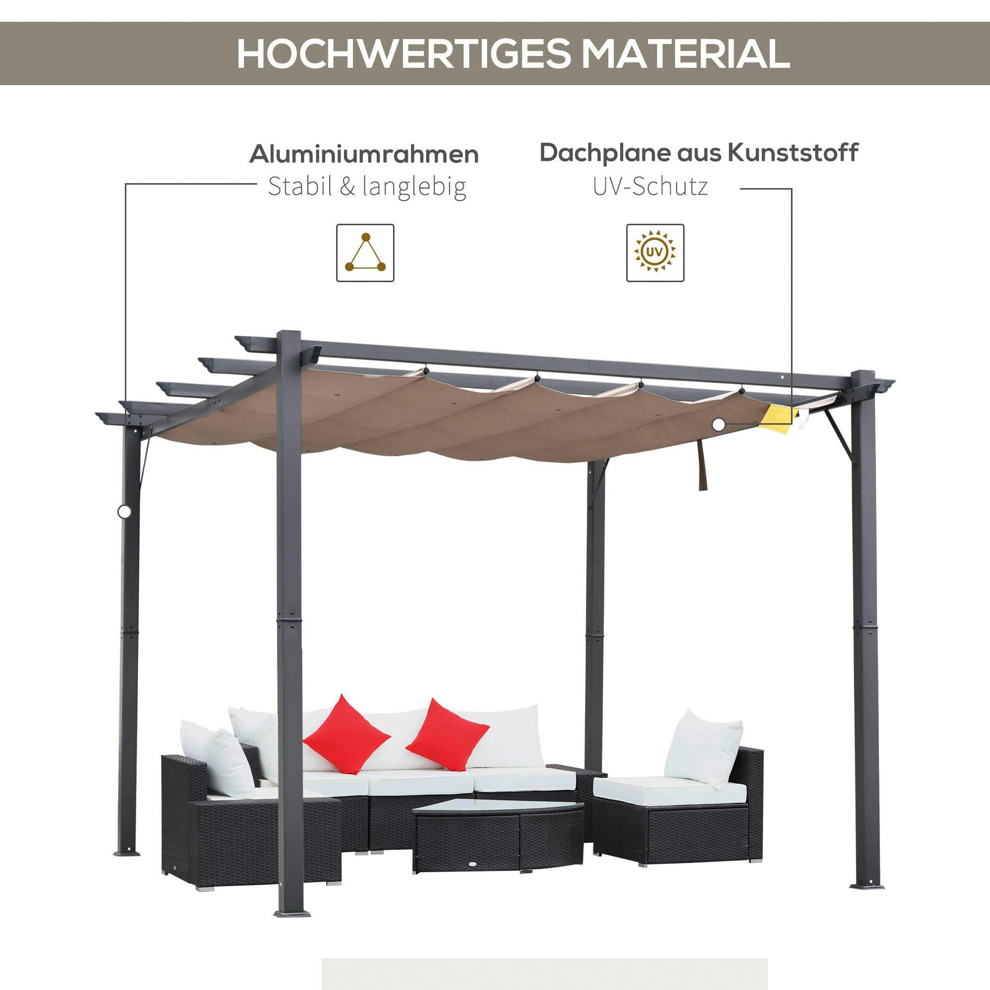 Outsunny Pergola kaffee Polyester B/H/L:...