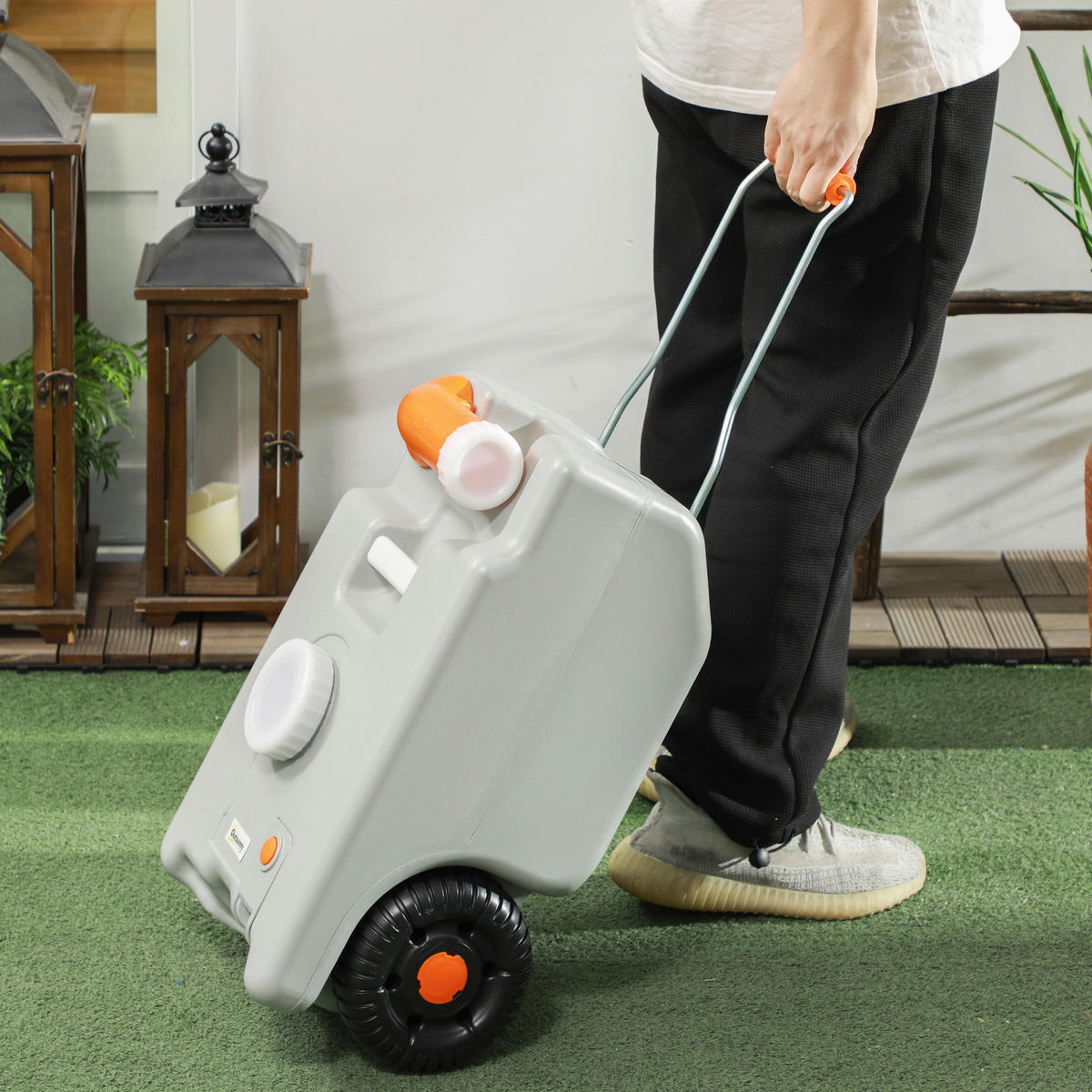 Outsunny Abwasser Rolltank B/H/L: ca. 26x53x33 cm Abwasser Rolltank 22l - grau (33,00/26,00/53,00cm) - Outsunny